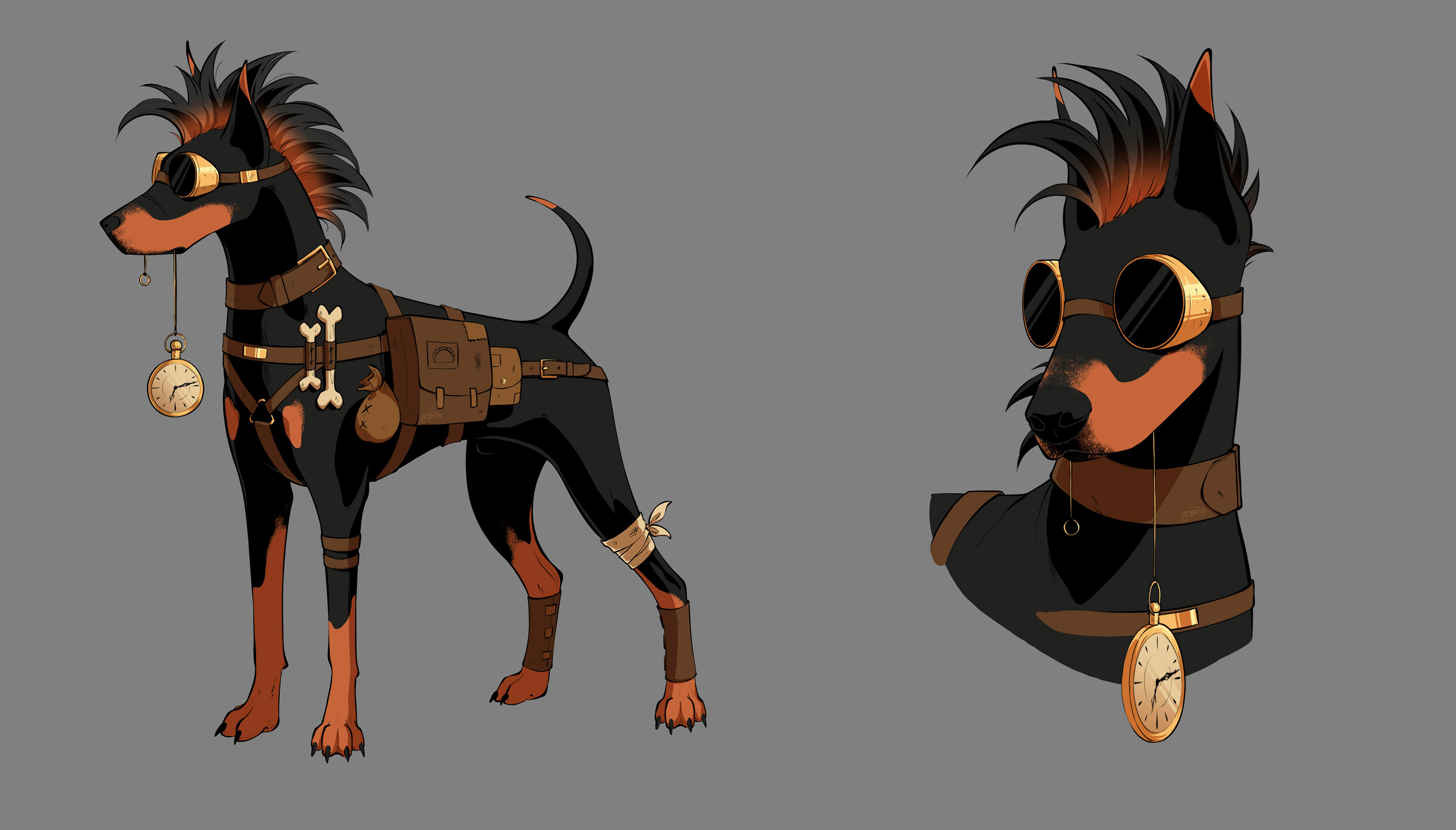 character design assignment - apocalyptic sci-fi dog