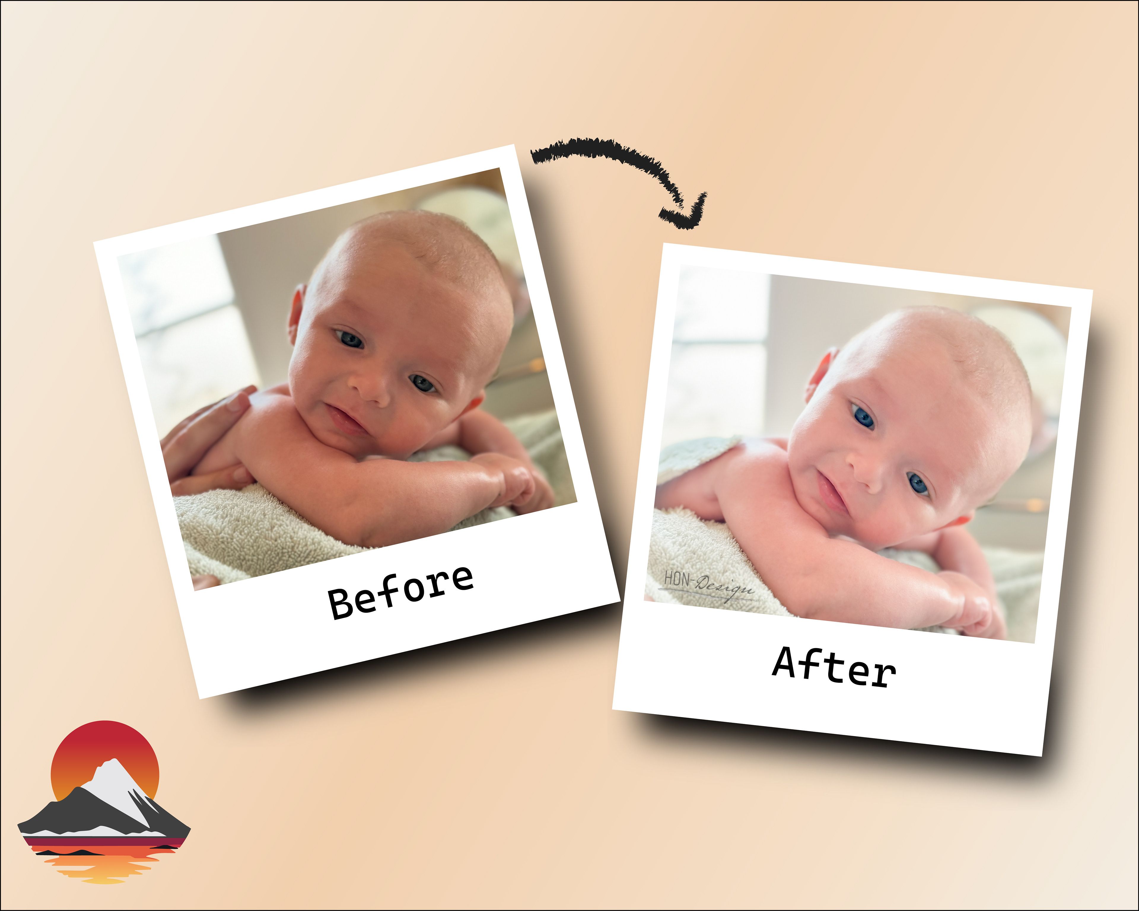 Photoshop before and after baby design