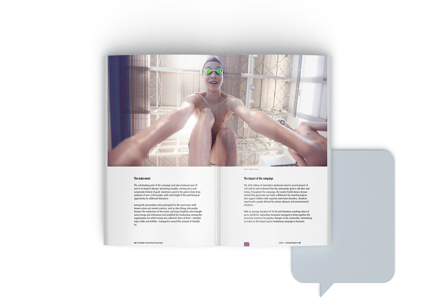 Article layout with bottom view photography and text content