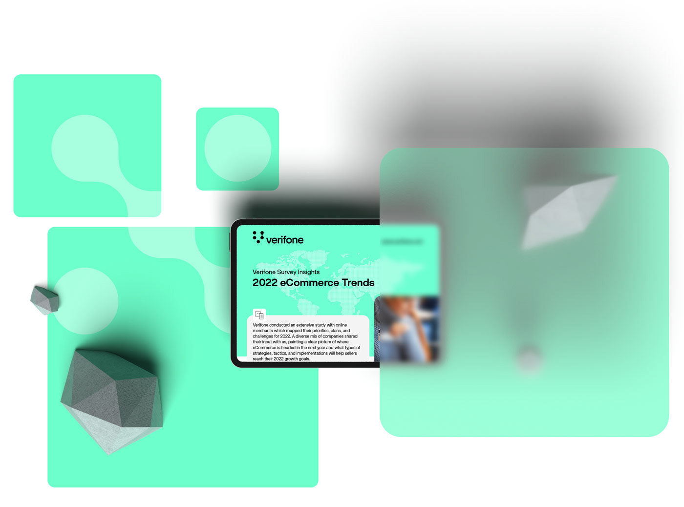 3D simulation of tablet featuring a cover of an e-book
