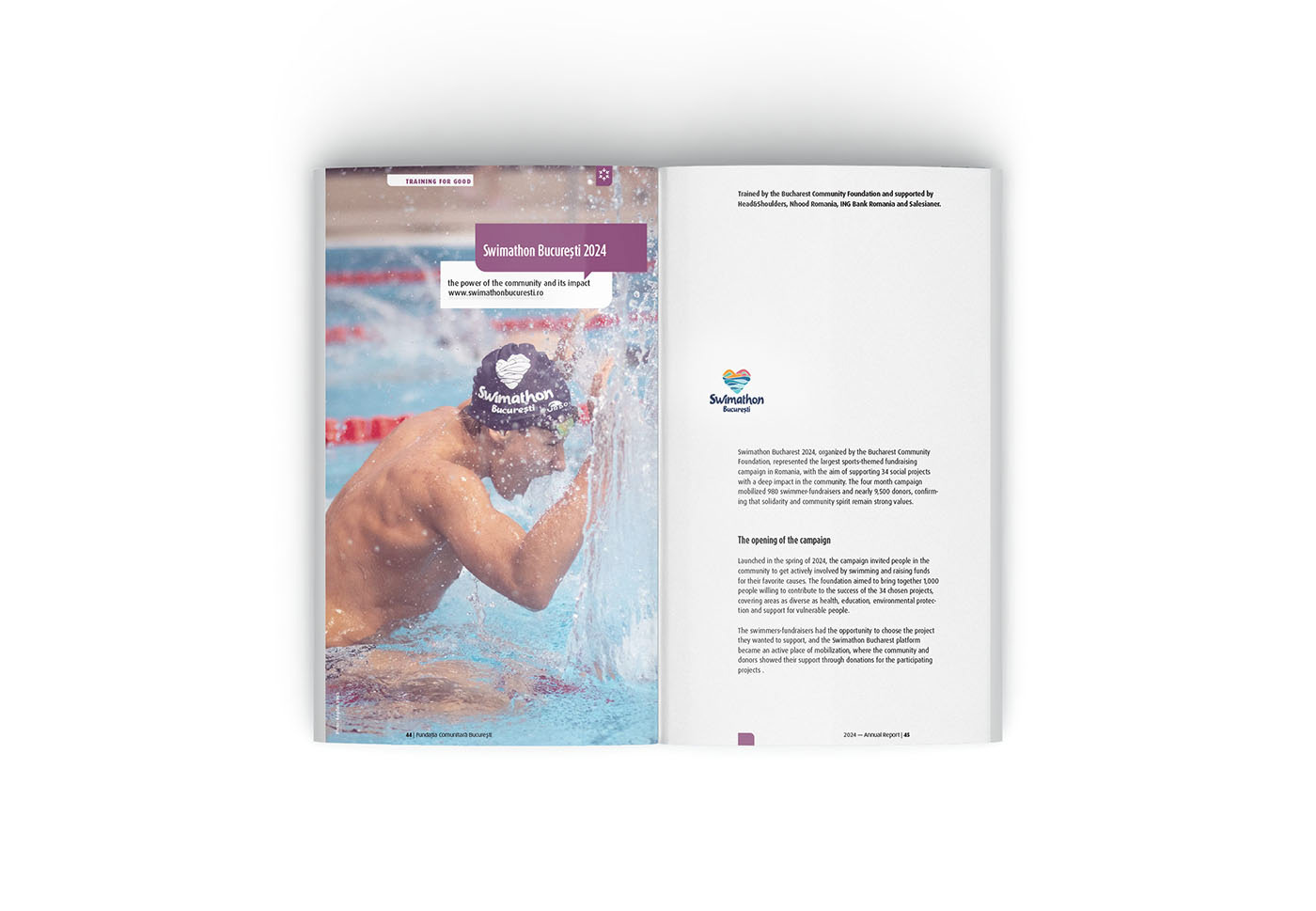 Section of the report about Bucharest Swimathon, a fundraising event developed by the foundation