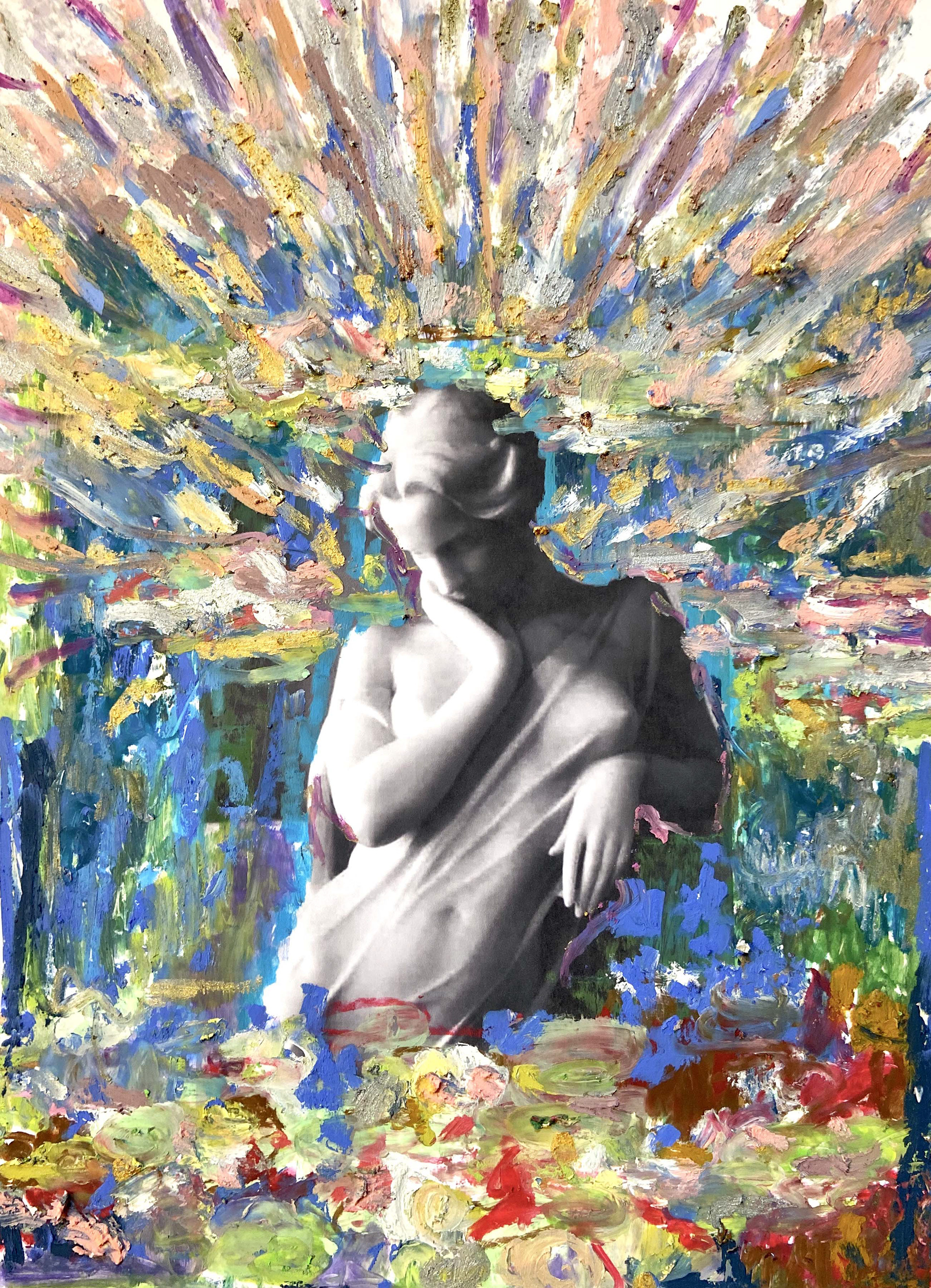 oil pastel on photography