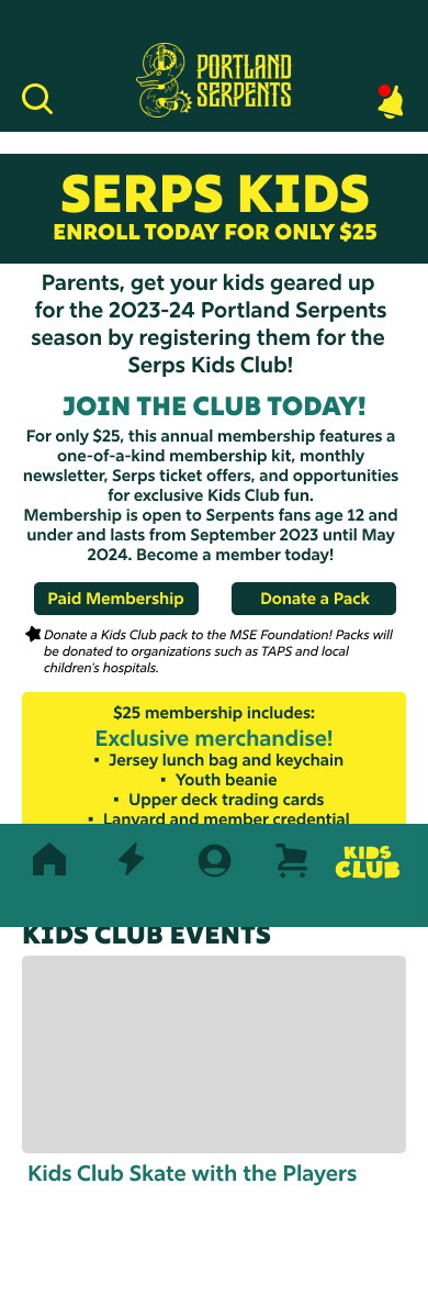 Kids Club Page