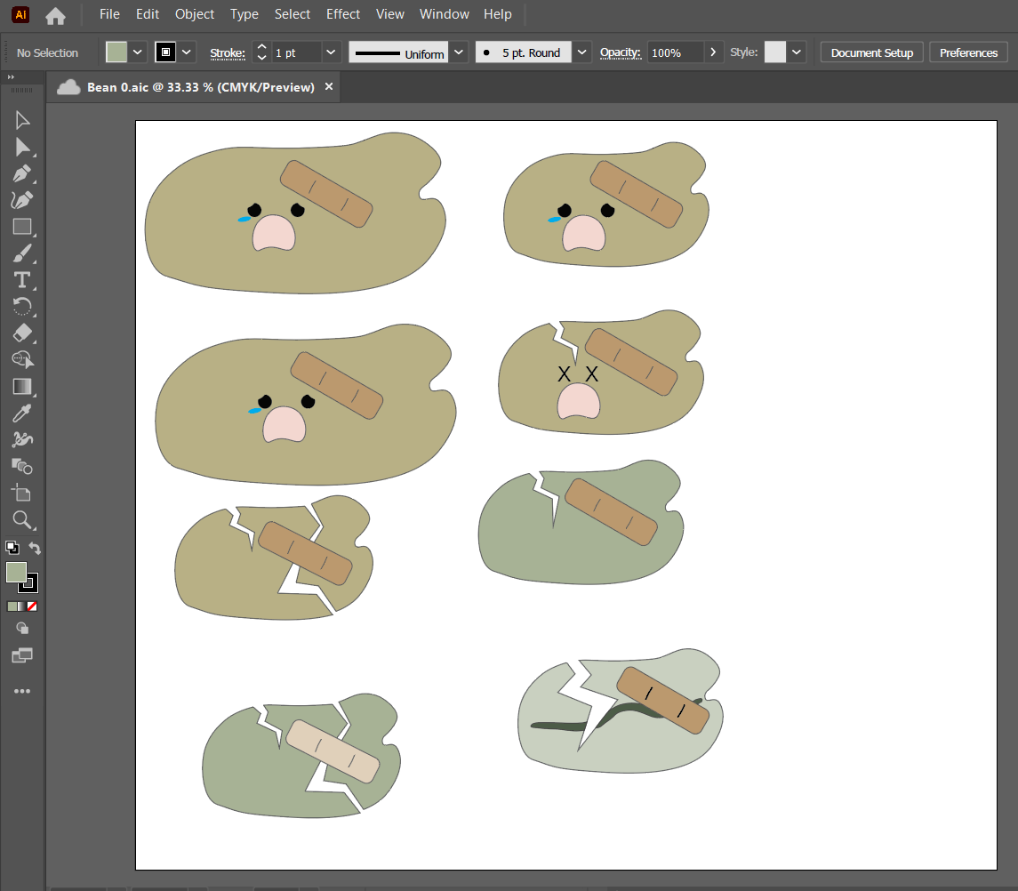 Crushed bean iterations for incorrect answers.