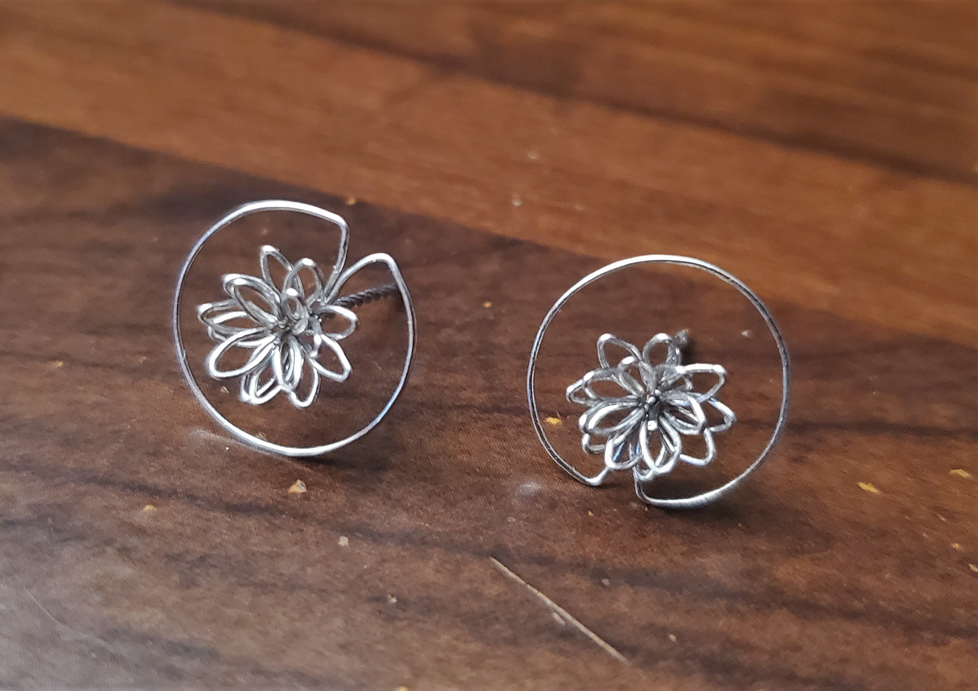 Lilypad Earrings, 26 gauge stainless