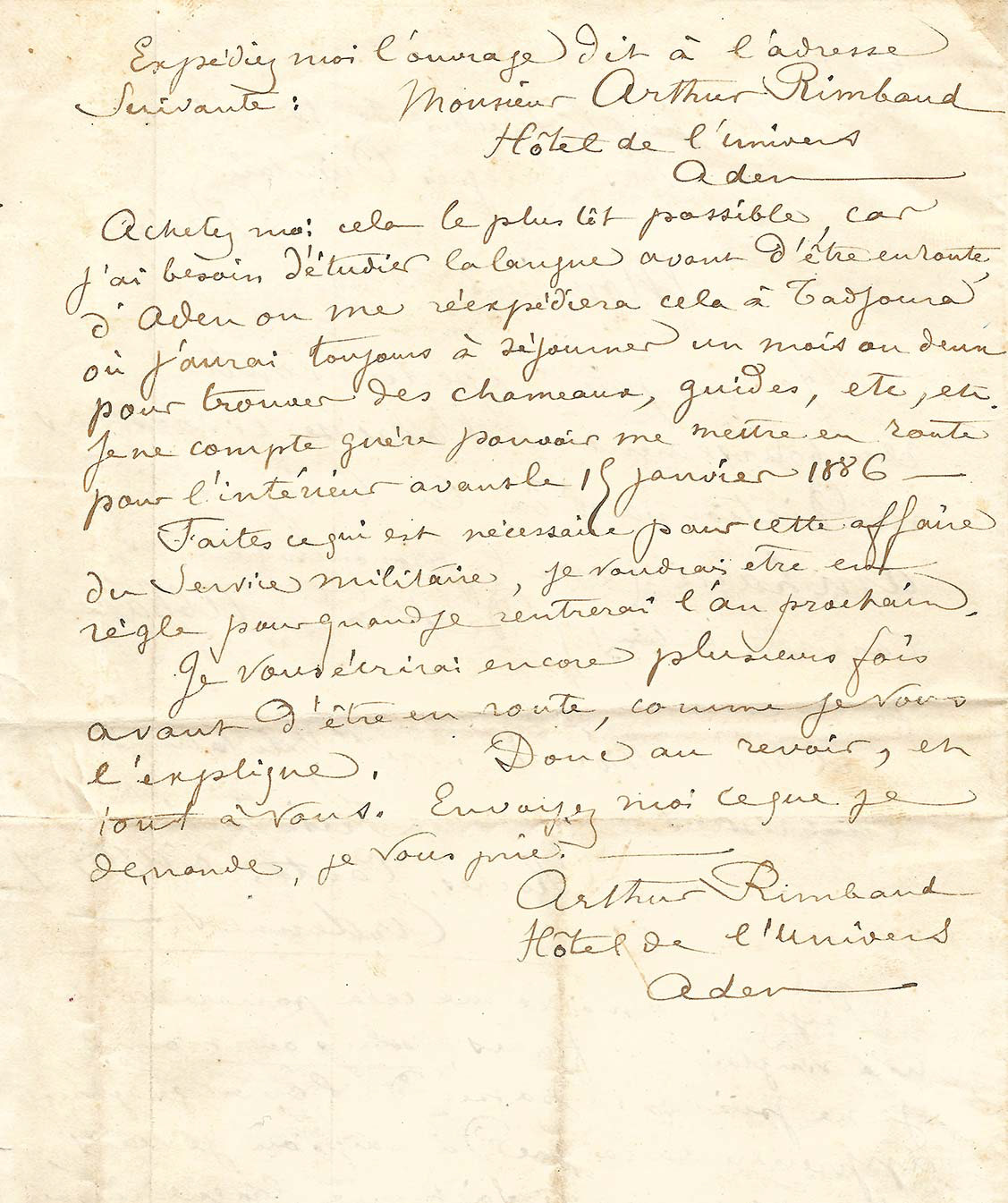 AUTOGRAPHES DES SIÈCLES - Arthur Rimbaud