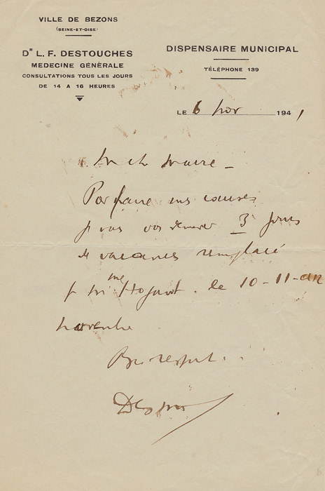 AUTOGRAPHES DES SIÈCLES - Céline
