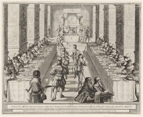 Abraham Bosse, Disposition du festin des chevaliers  de l'ordre du Saint Esprit. Etching and burin (1633)