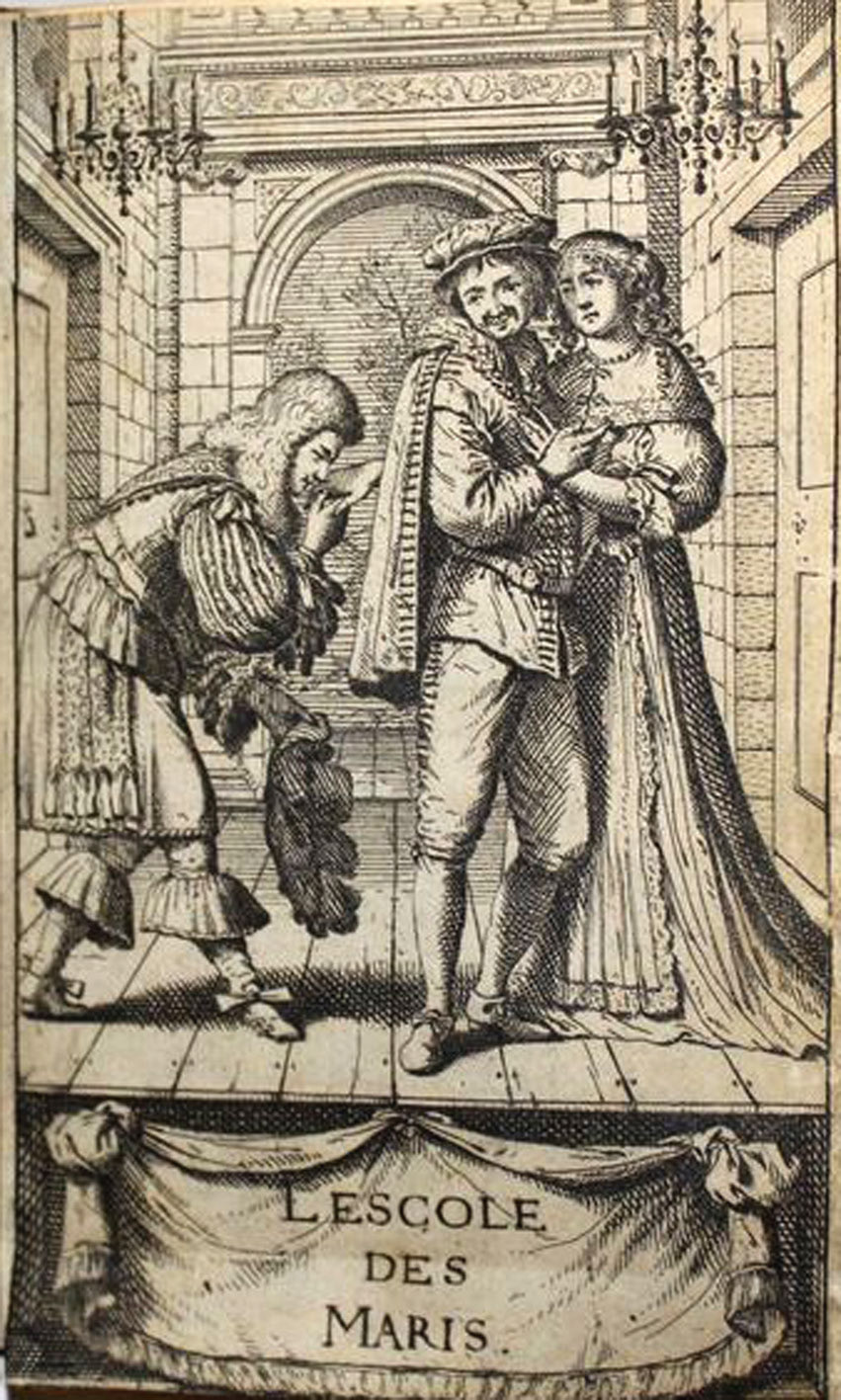 Librairie BERTRAN - Jean-Baptiste Poquelin dit Moliere, L'Escole des Maris,1661, Maroquin rouge du XIXème, triple filet doré d'encadrement, édition originale - LIBRAIRIE-BERTRAN
