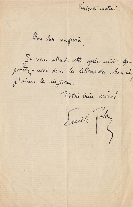 AUTOGRAPHES DES SIÈCLES - Zola