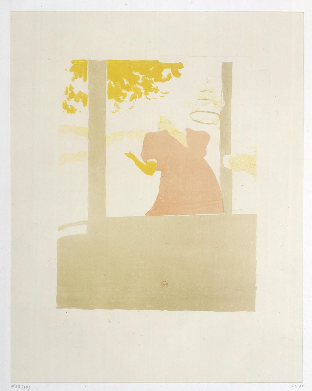 Henri de Toulouse-Lautrec, Aux Ambassadeurs - Chanteuse au café-concert (épreuve d'essai sur vélin en jaune, beige et rose saumon, et état définitif), lithographie, 1894. BnF, Estampes, RESERVE DC-361 (4)-FOL