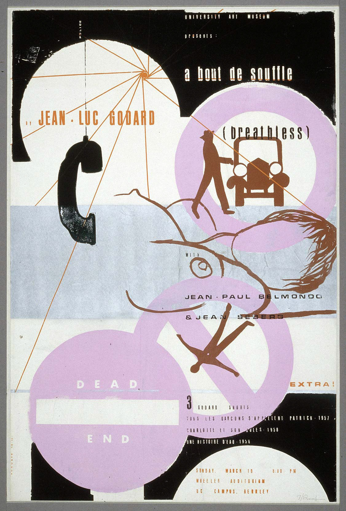 Affiche américaine pour A bout de souffle de Jean-Luc Godard par Guido August © Cinémathèque française