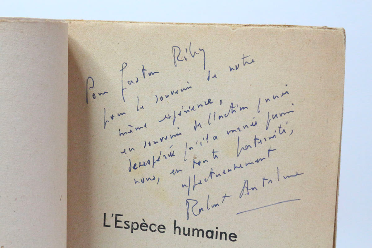 Robert ANTELME L'Espèce humaine Robert Marin, Paris 1947, 14,5x19,5cm, broché.