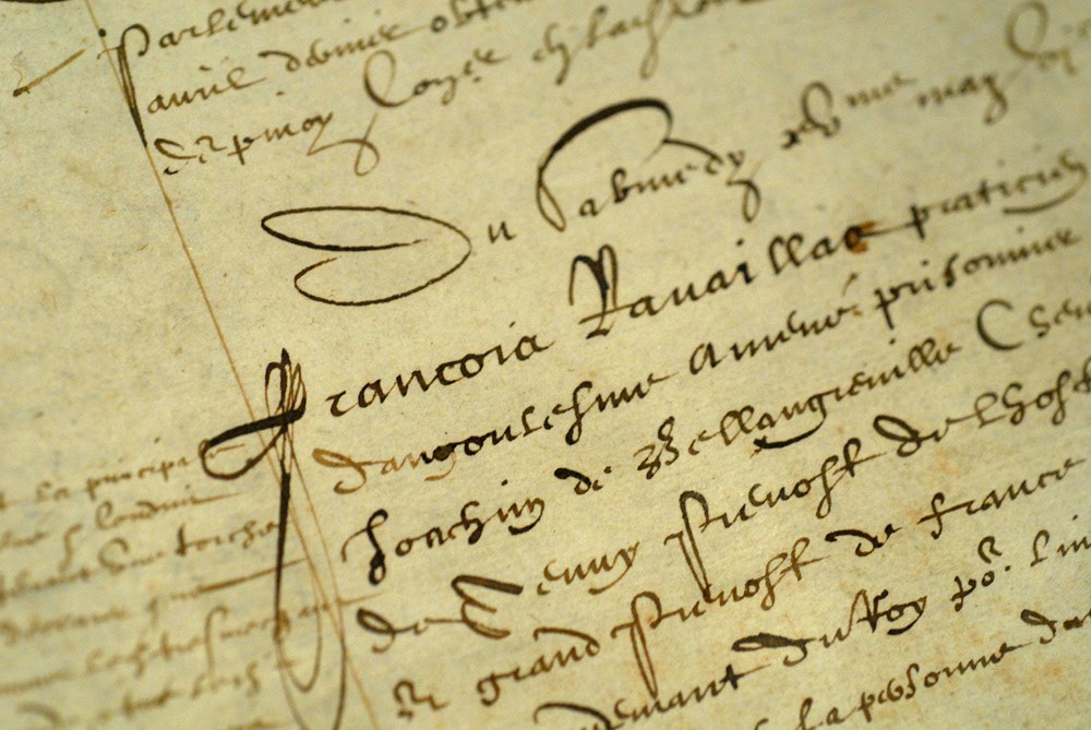 La Conciergerie prison: record of prisoner arrival of François Ravaillac, condemned for the assassination of King Henri IV, on 14 May 1610 (1610, 16 May) (detail).