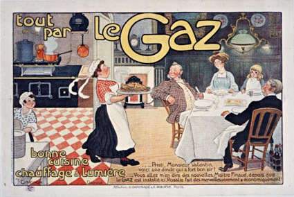 P. F Grignon, Tout par le Gaz. Bonne cuisine chauffage et lumière. Affiche, lithographie en couleur (1900)