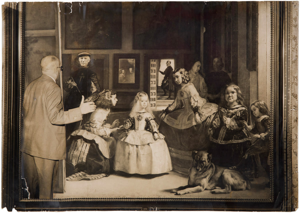 Collage original de Pablo Picasso et deux photographies dudit collage signées et dédicacées par Picasso aux frères Gaspar, propriétaires de l'emblématique Sala Gaspar à Barcelone. Le collage date de 1957 et les photographies de 1959