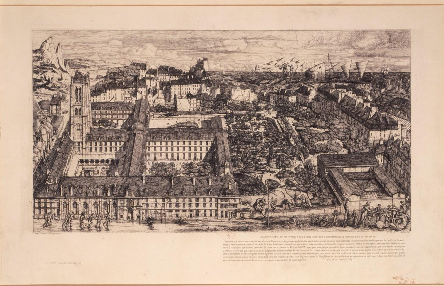Charles Meryon, Collège Henri IV, eau-forte, 1864. BnF, Estampes, RESERVE EF-397-BOITE FOL et RESERVE EF-397 (4)-FOL