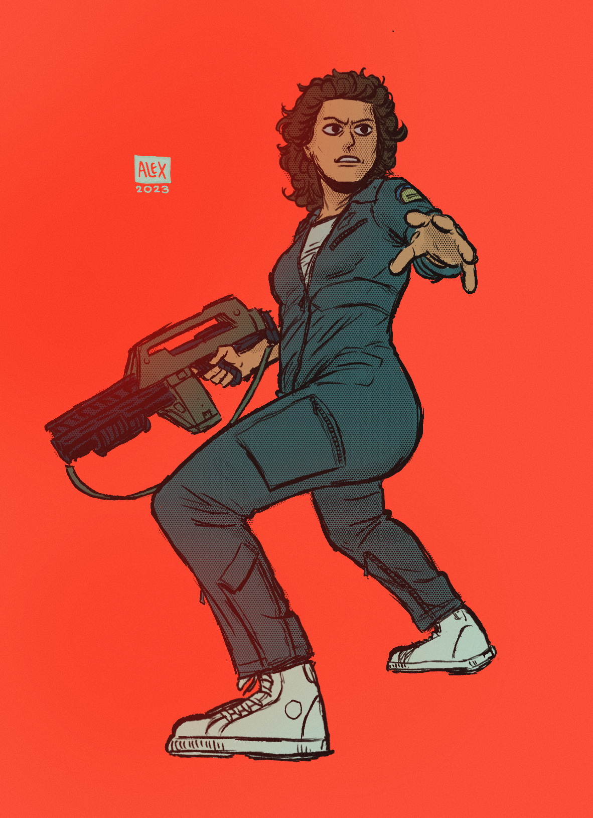 Illustration of Ripley from the movie "Alien"