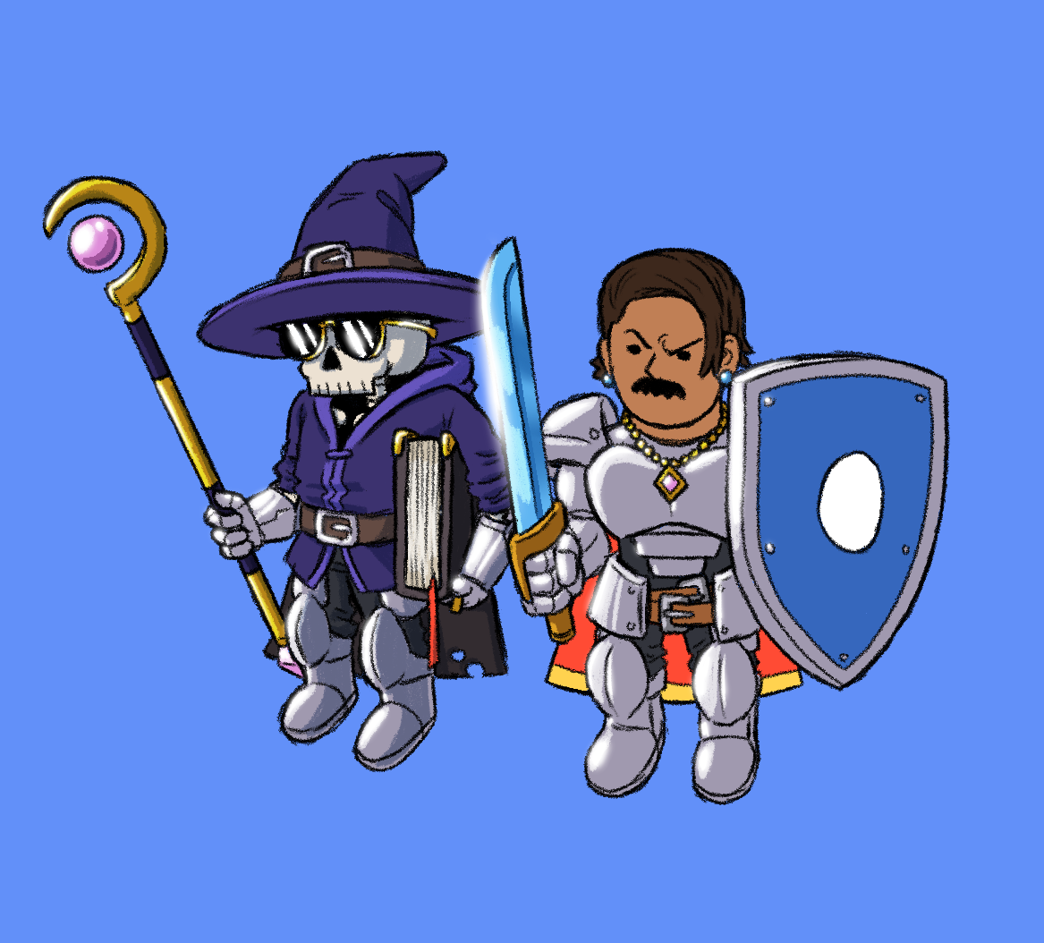 Two original characters from a playthrough of the game "Barony" with a friend