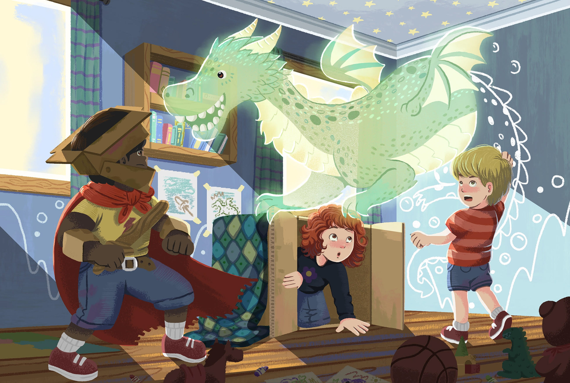 Spread Illustration - Drawing a Dragon in the School