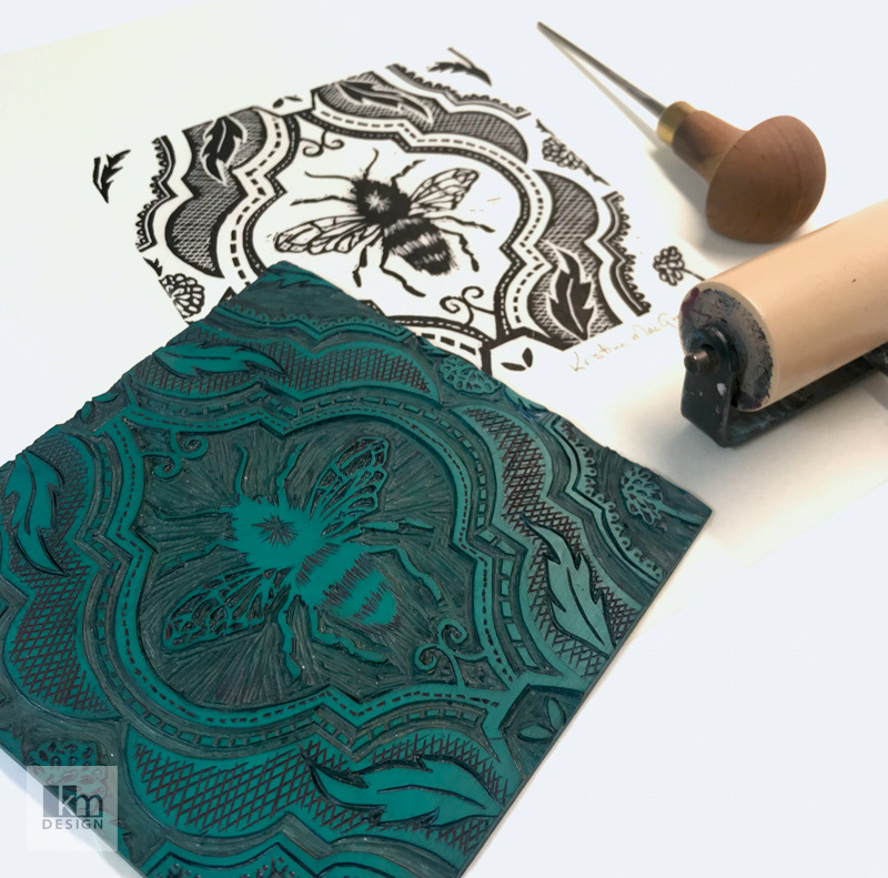 bee lino block printmaking tools