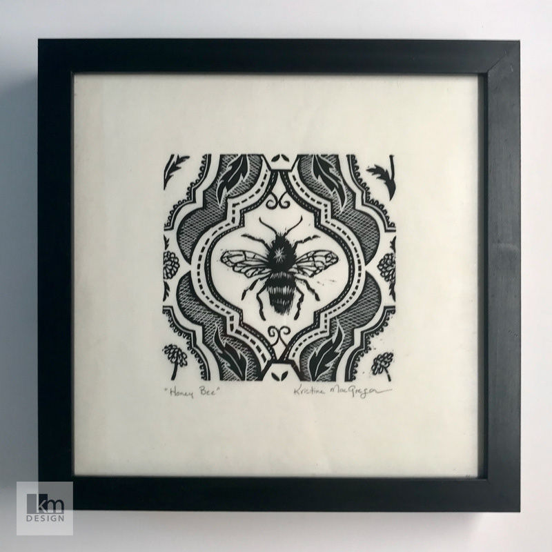 Honey bee framed artwork