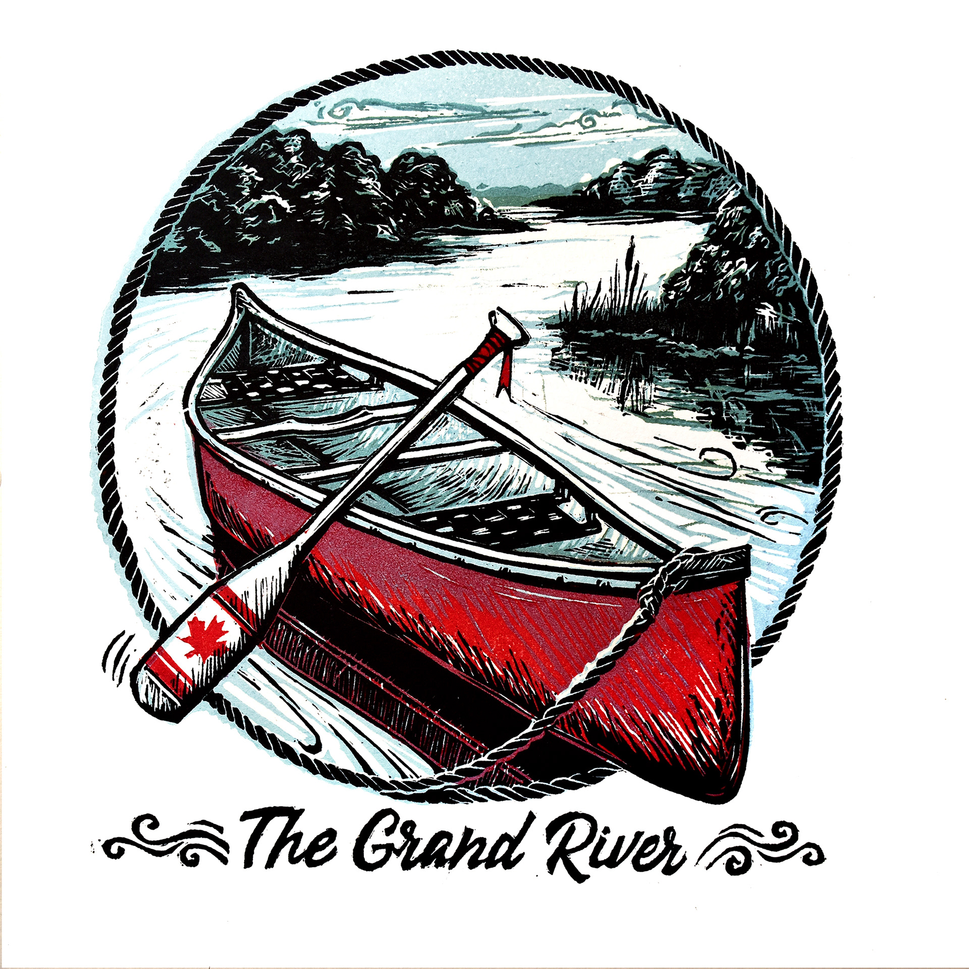 Grand River Red Canoe by Brant county artist and printmaker Kristine MacGregor