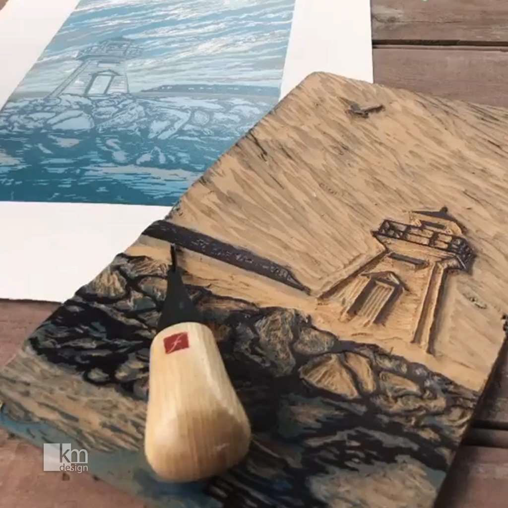 Carving the plate, Lions Head Lighthouse by Kristine MacGregor