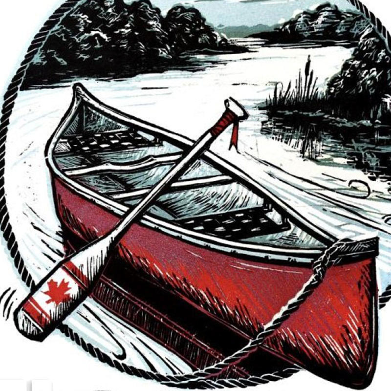 Red canoe on the river