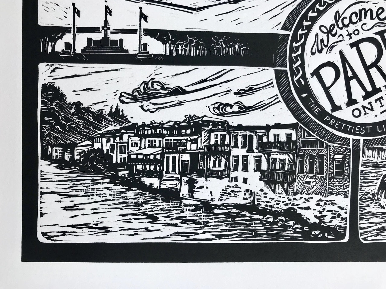 Buildings along the GrandDetail of "Welcome to Paris Print"