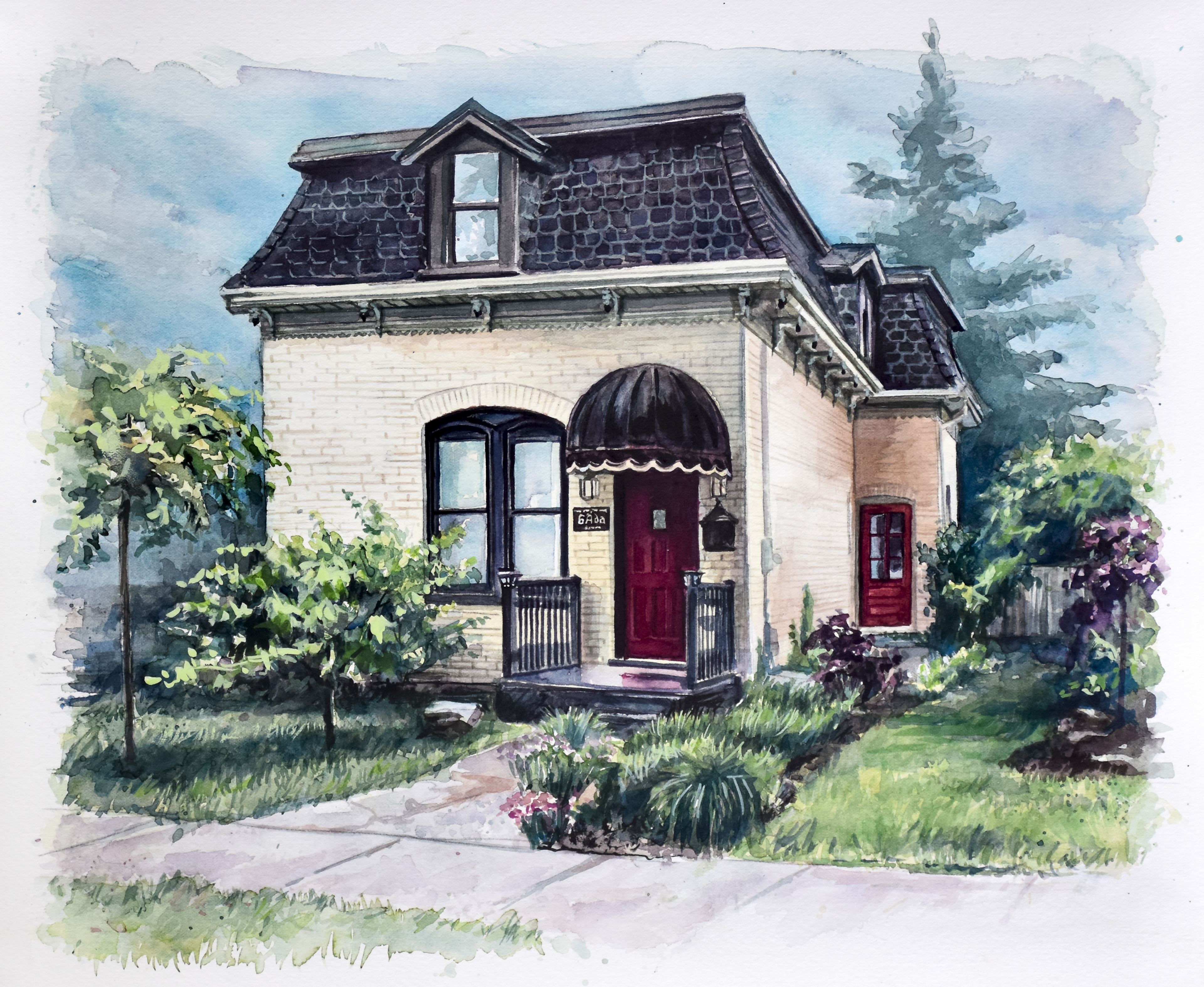 6 Ada Ave. Brantford, 12 x 12 Watercolou