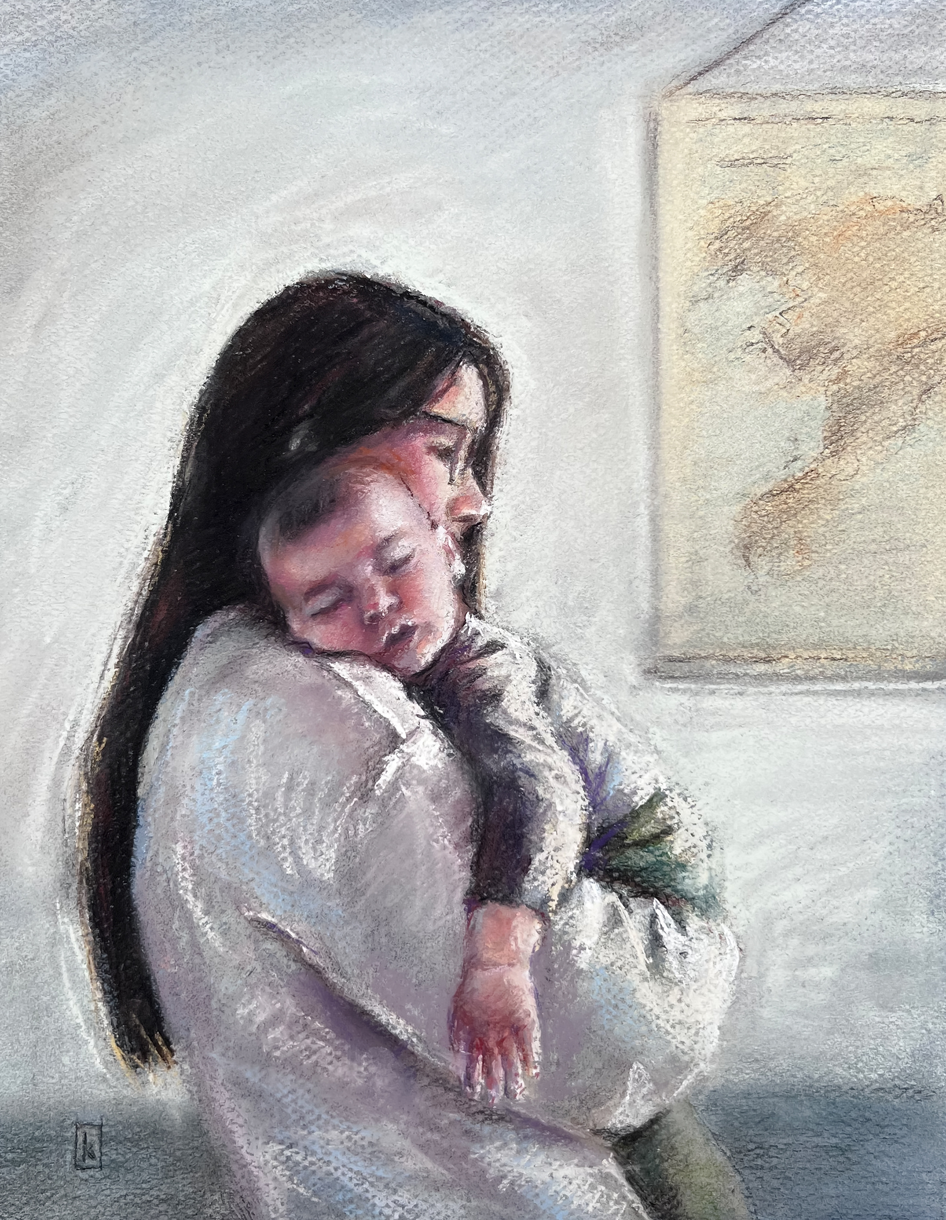 Mother and son 9 x 12 Chalk Pastel