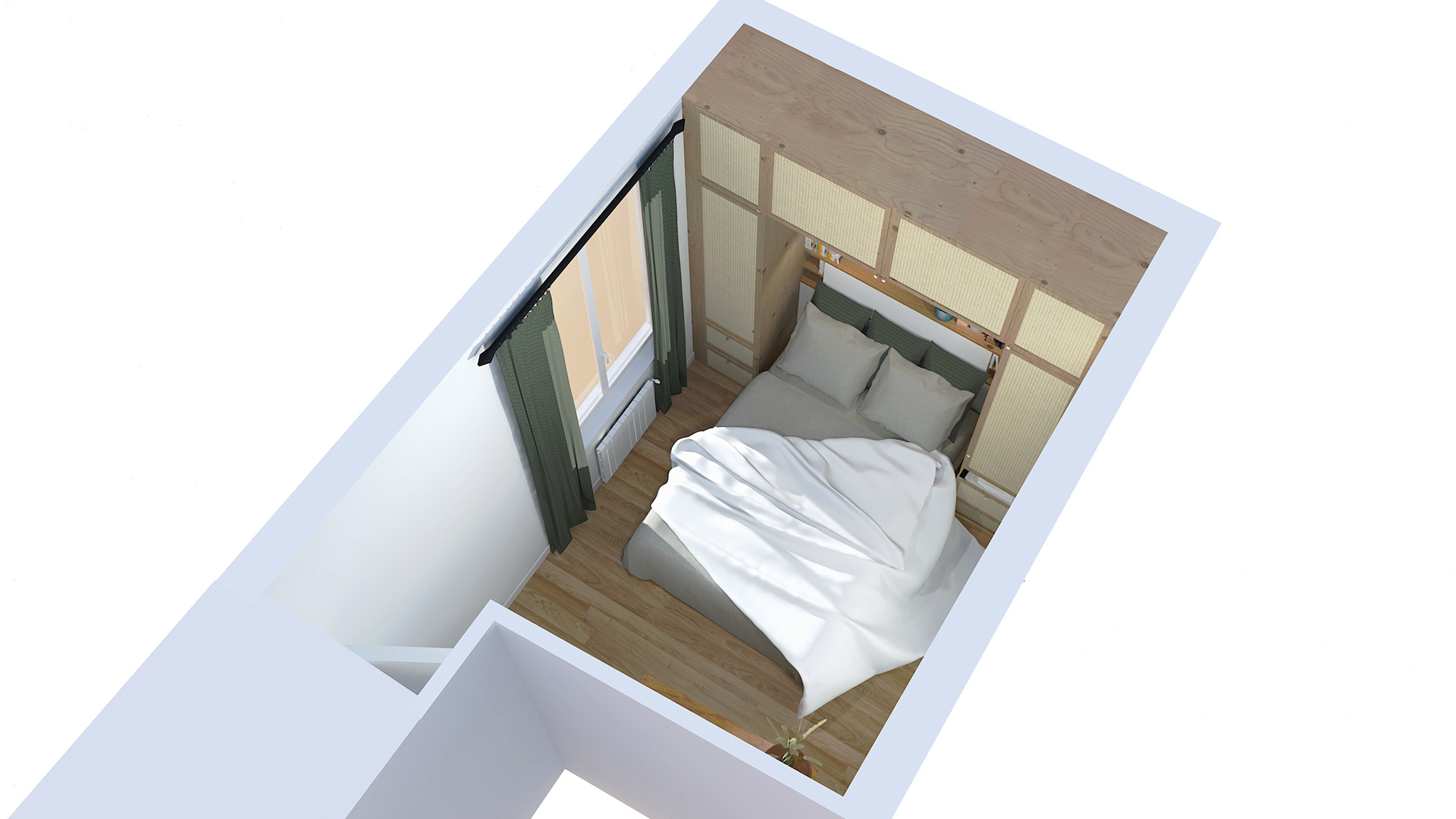 Rendu 3D Chambre cannage