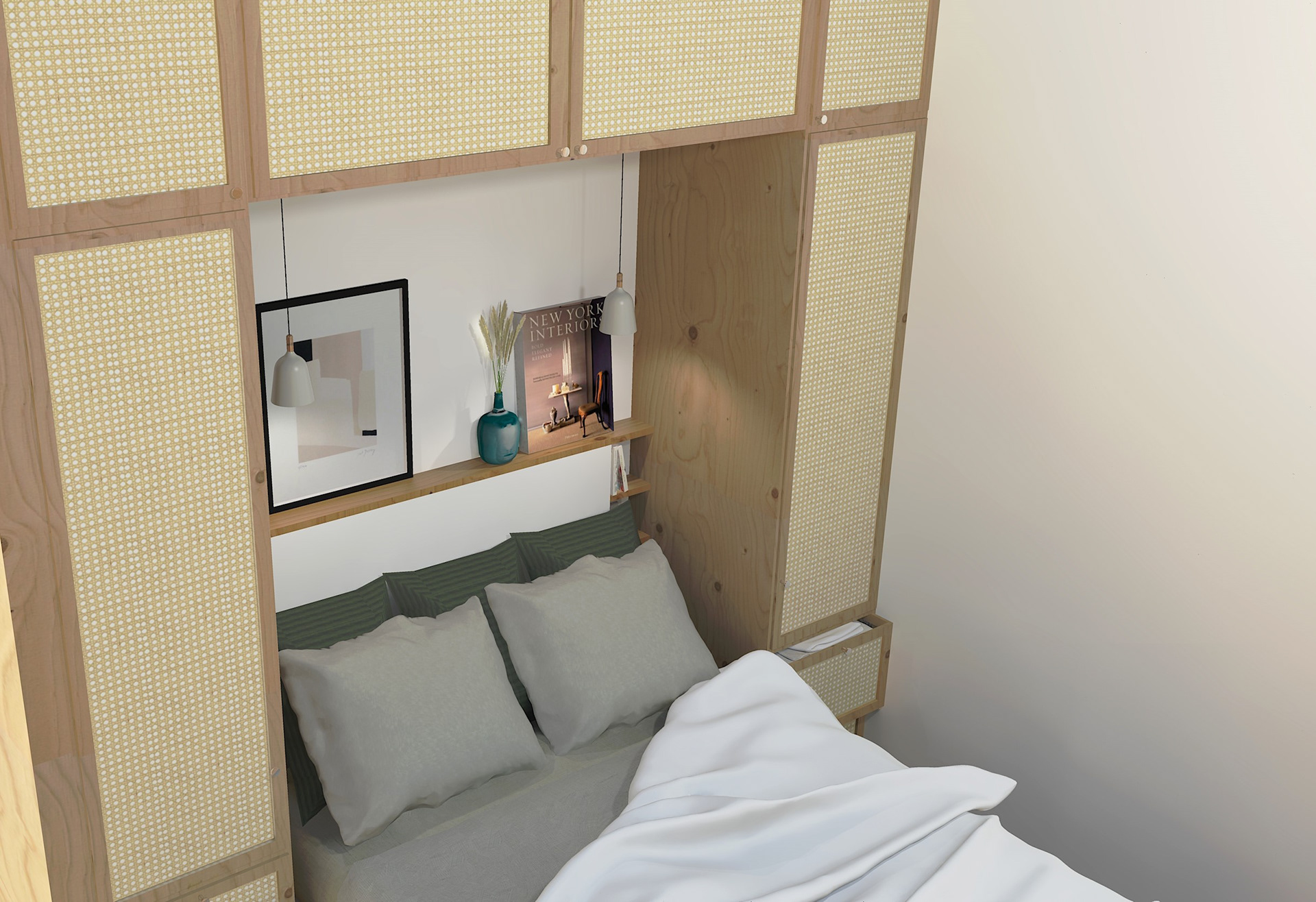 Rendu 3D Chambre cannage