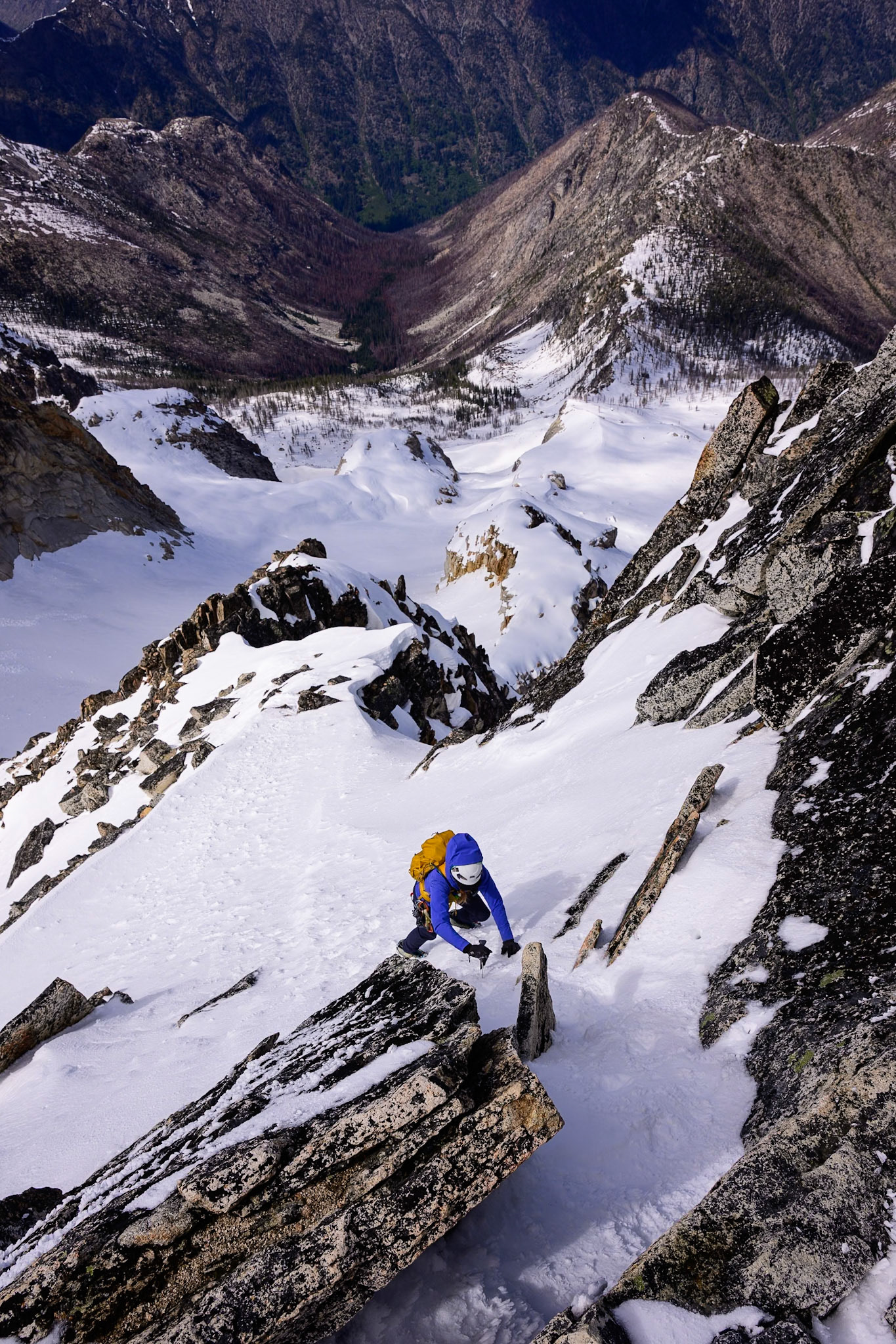 Getting to the summit of Silverstar on an early season climb.