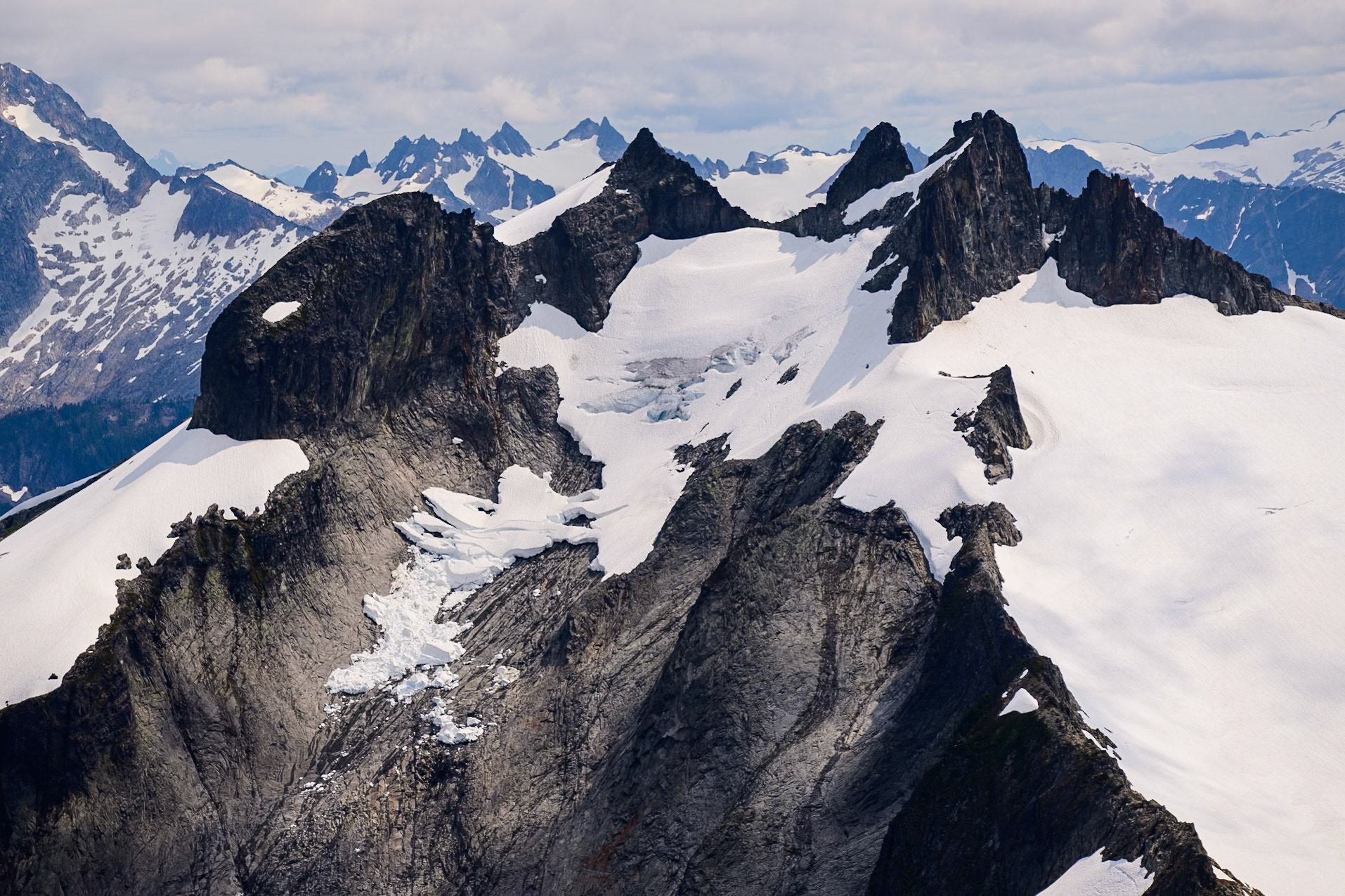 Icy Peak from our camp. Remnants of the Spillway Glacier.