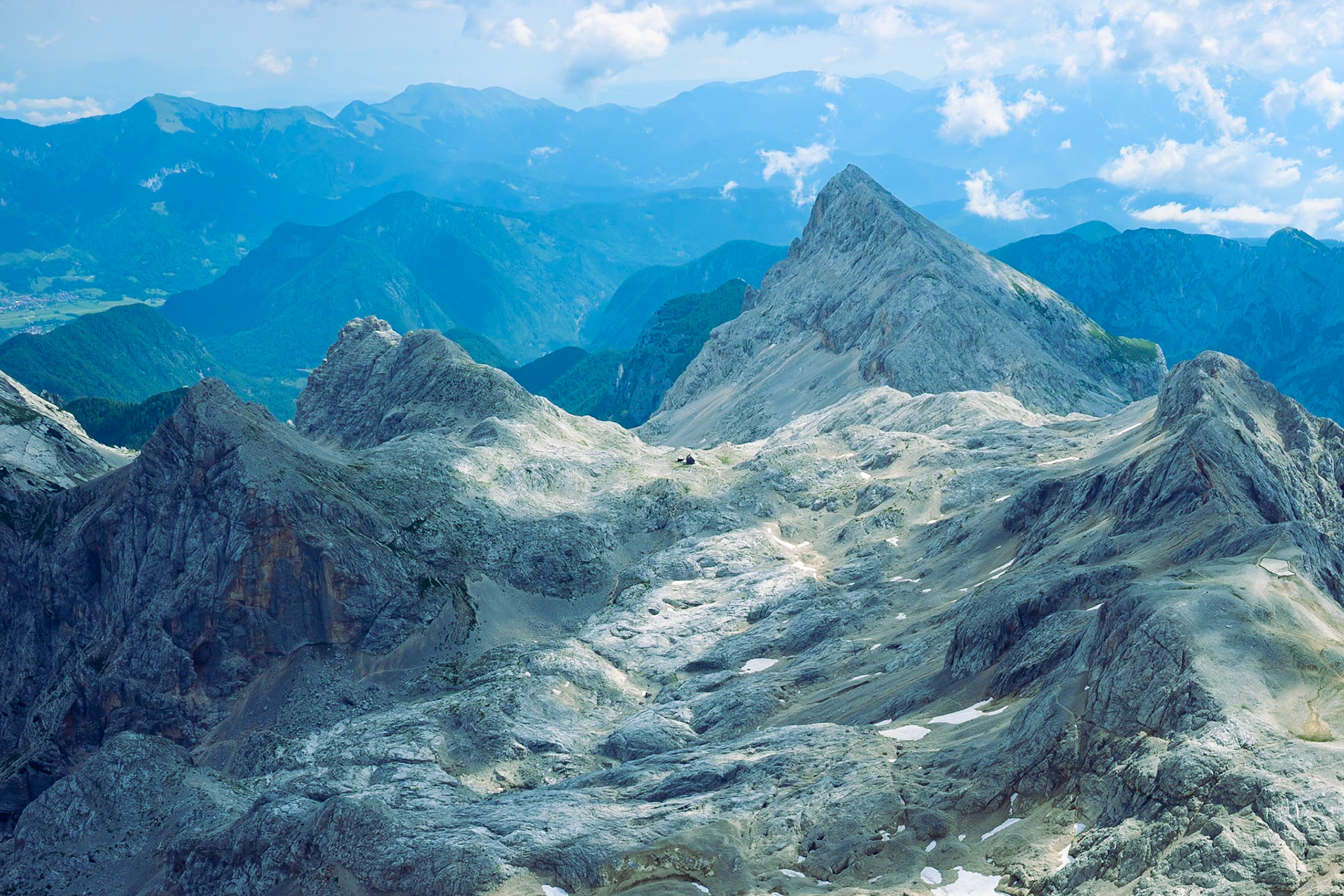 View from the summit of Mount Triglav, highest peak in Slovenia