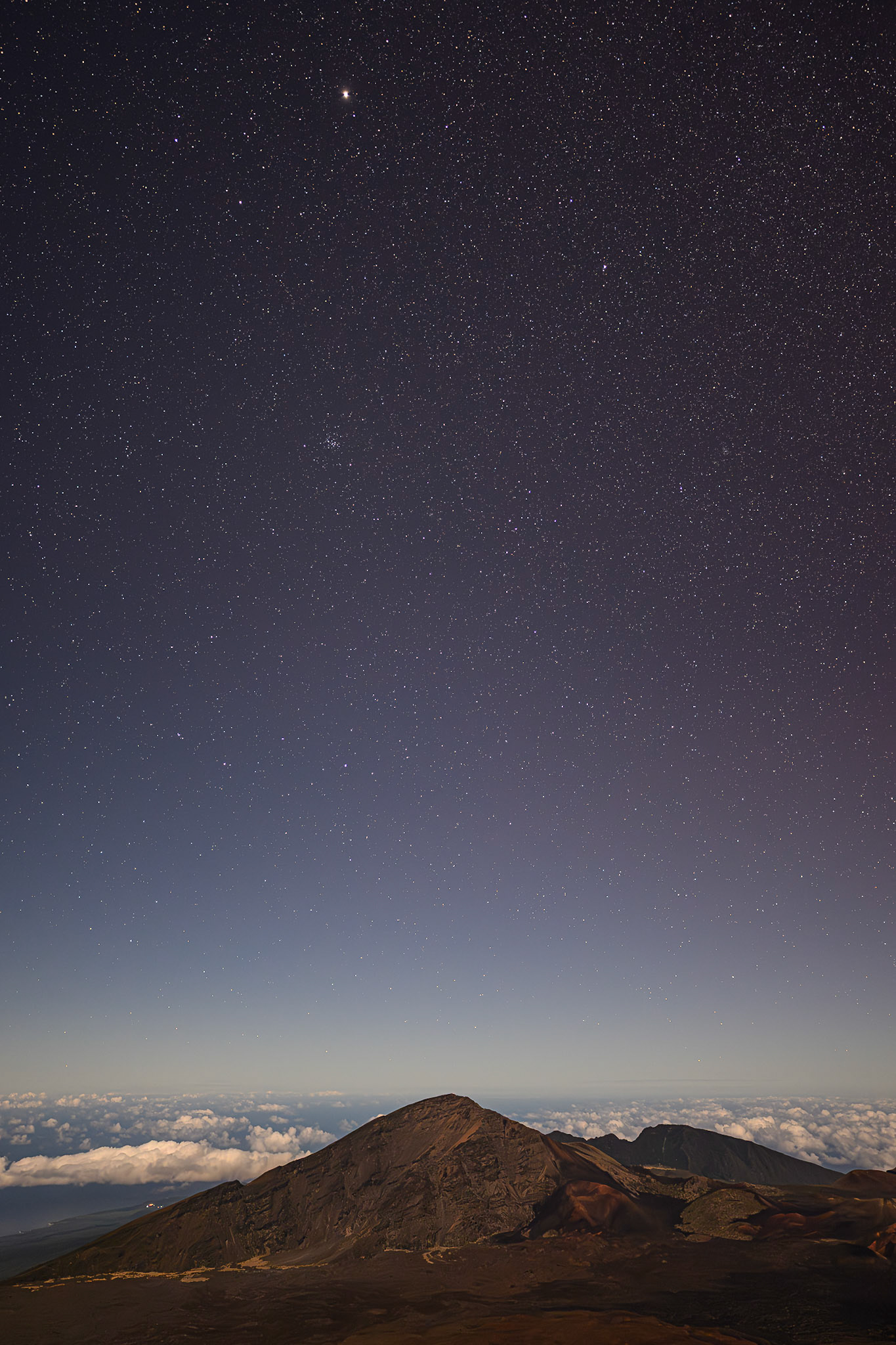 Haleakala with Jupiter showing high in the picture.