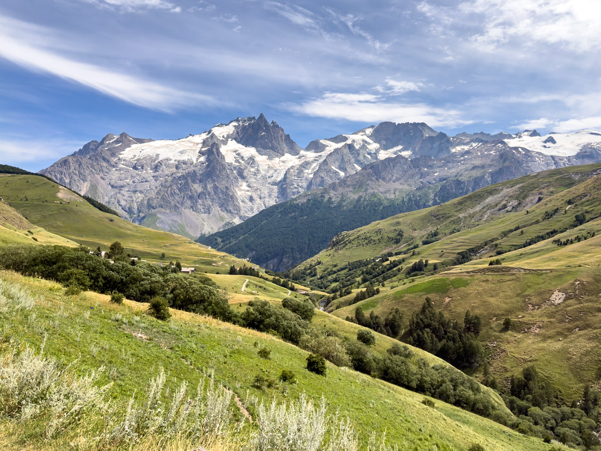 La Meije and alpine pastures we biked through