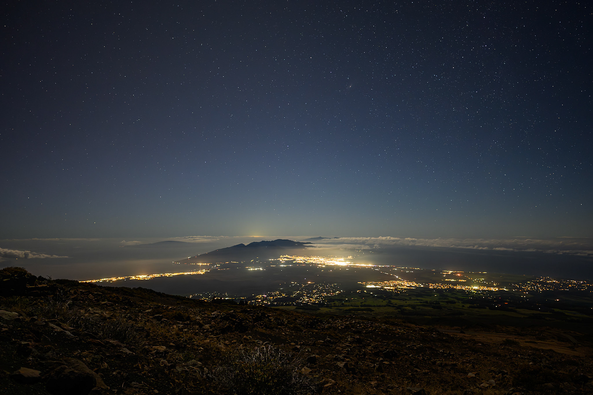 West Maui Mountains and the lower cities.