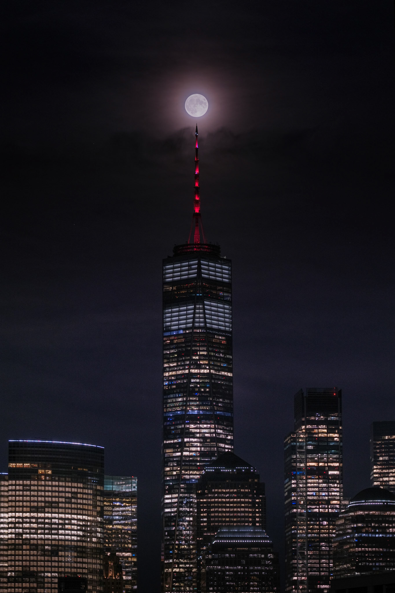 Blue Supermoon Over WTC