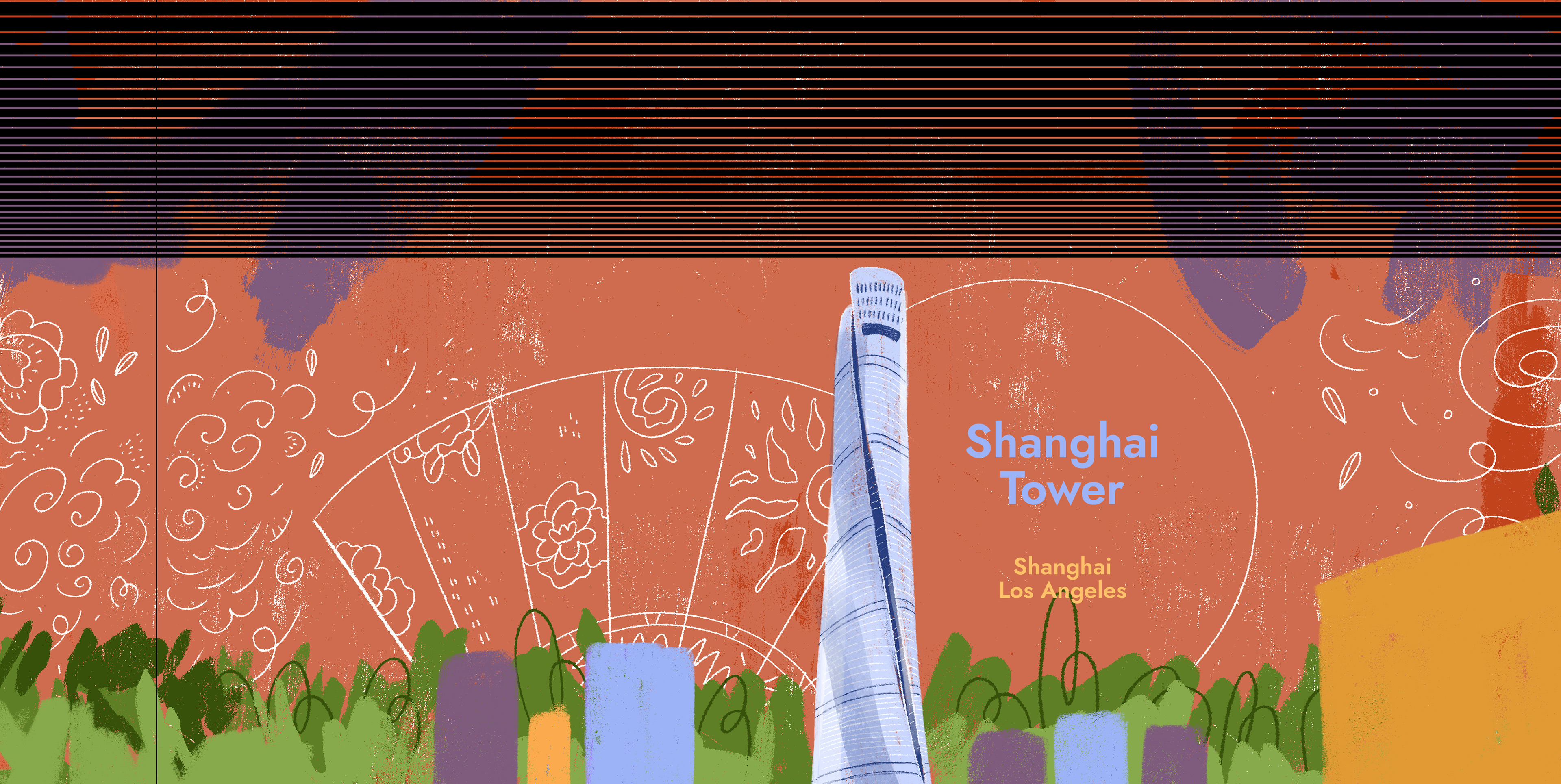 The original idea for the Shanghai Tower painting, this remained unchanged for most of the process.