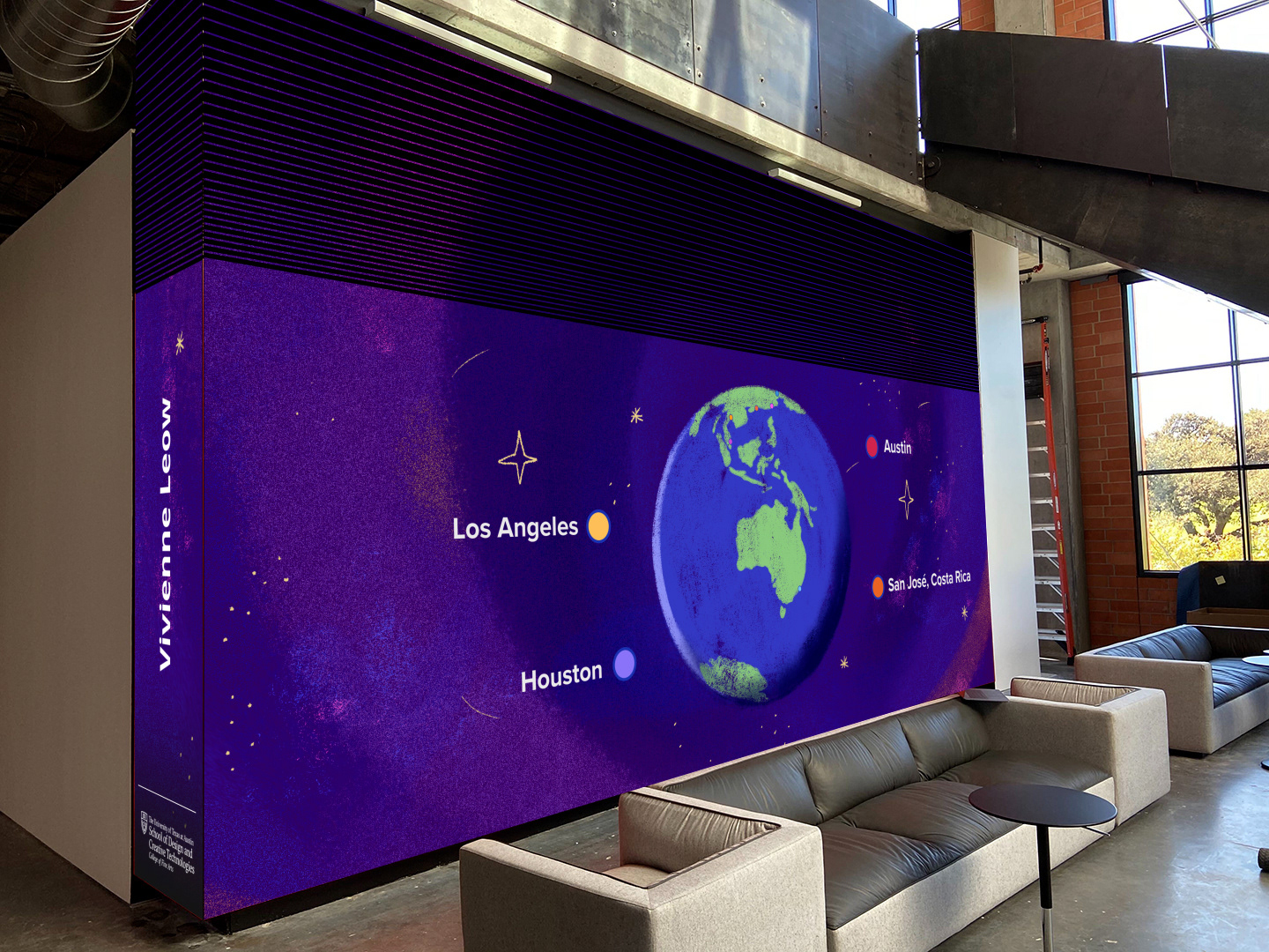 Side view of how the animation would look in Gensler's space.
