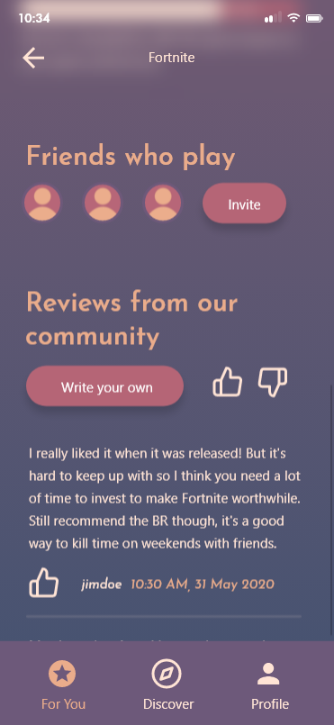 This section is further down on the same game page - included to tie in the community aspect, which is especially important in multiplayer games.