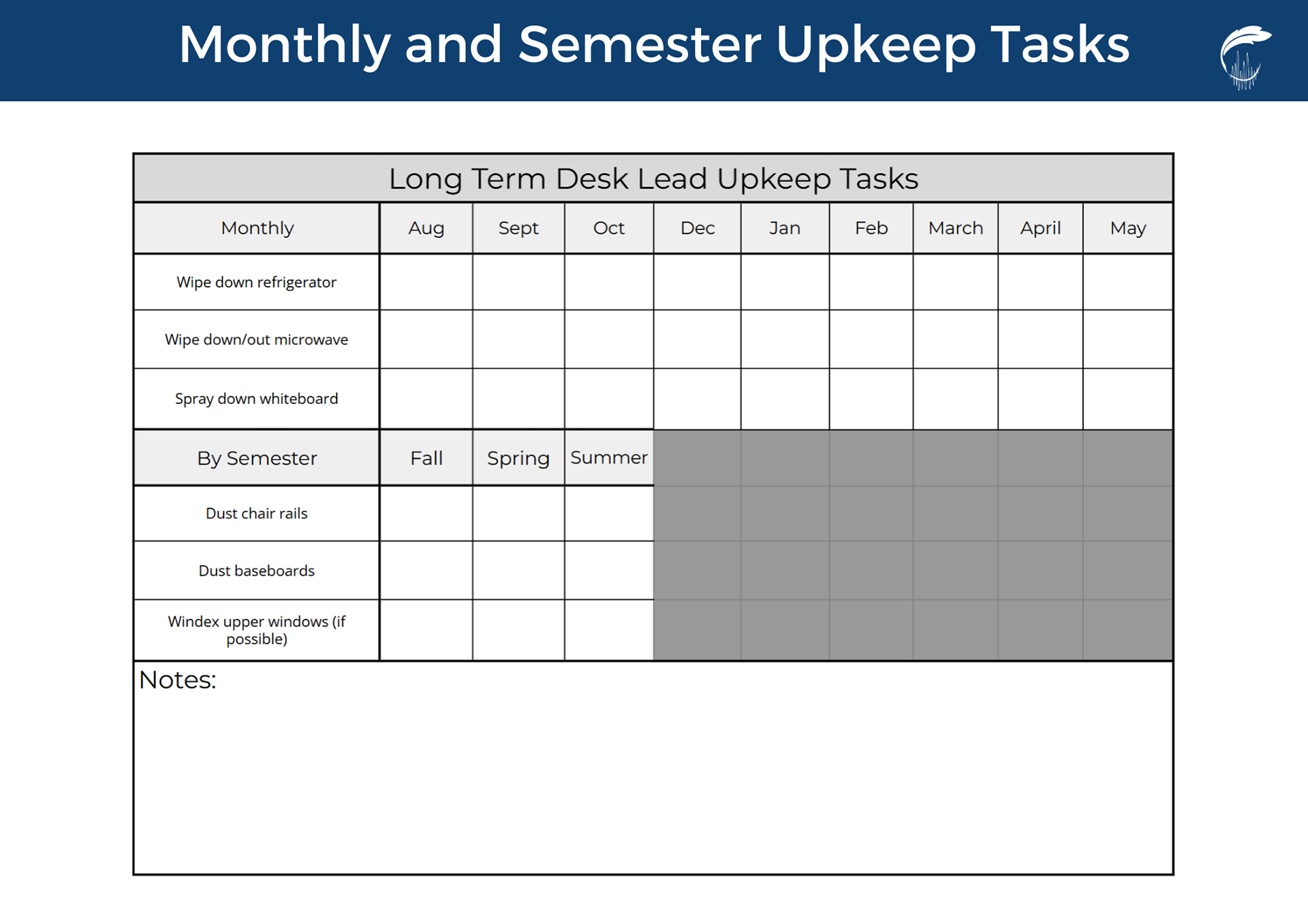 After: Simplified layout with grid + notes section