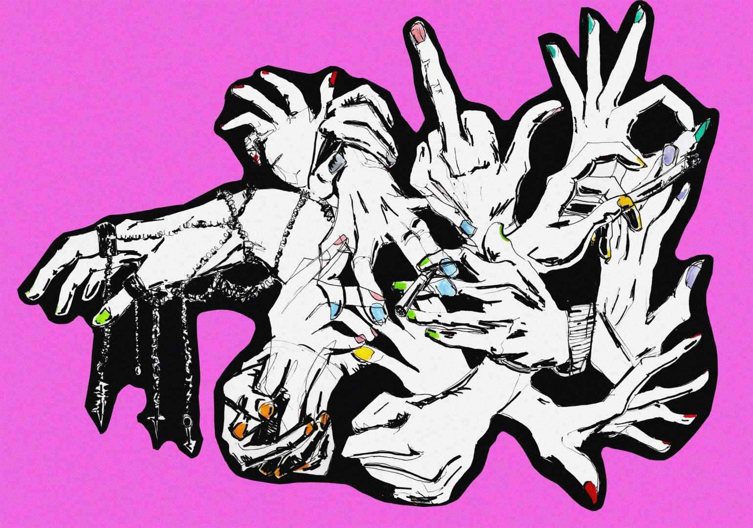 Sharpie and alcohol marker on paper, digital background