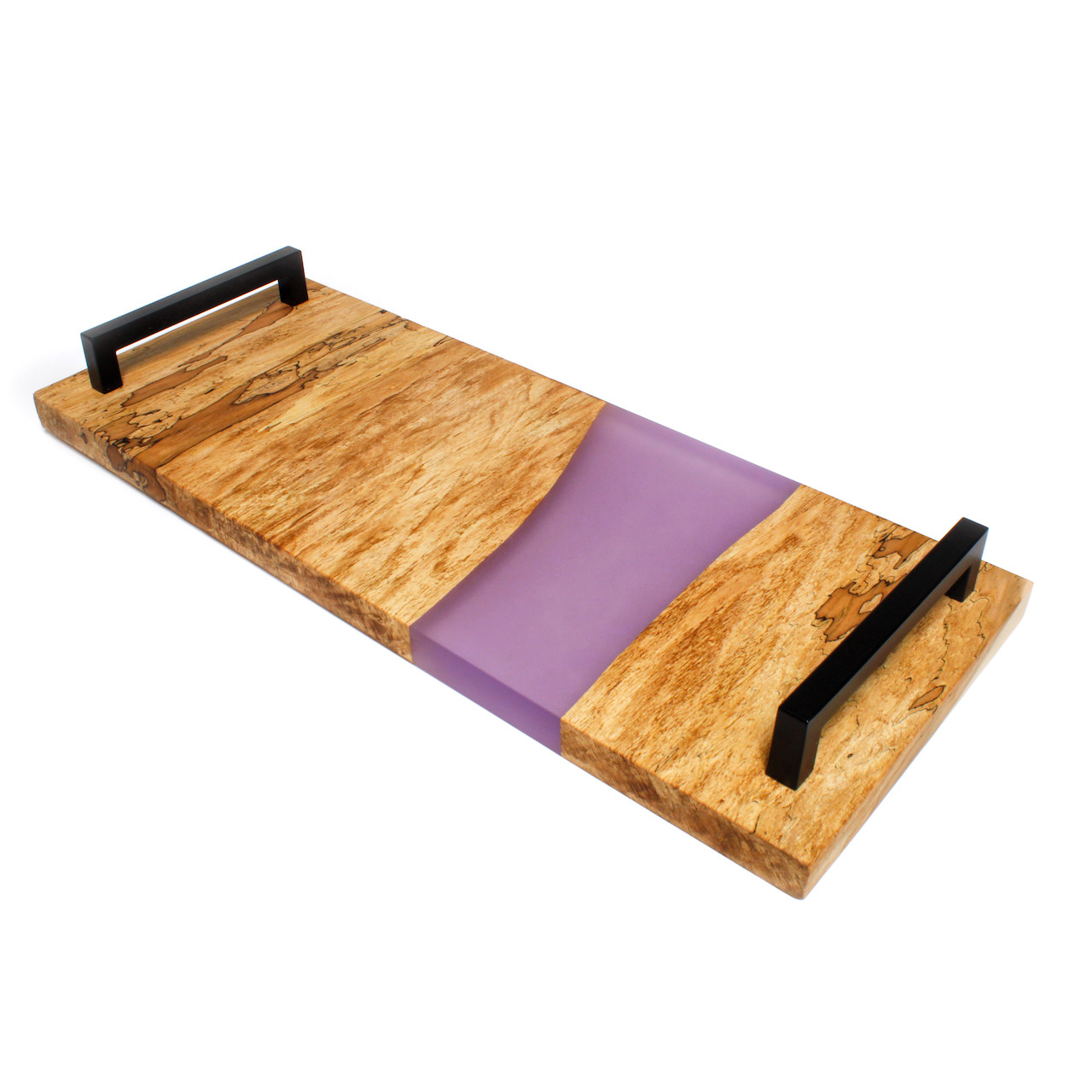 Spalted Yellow Birch and Purple Resin River Charcuterie Board