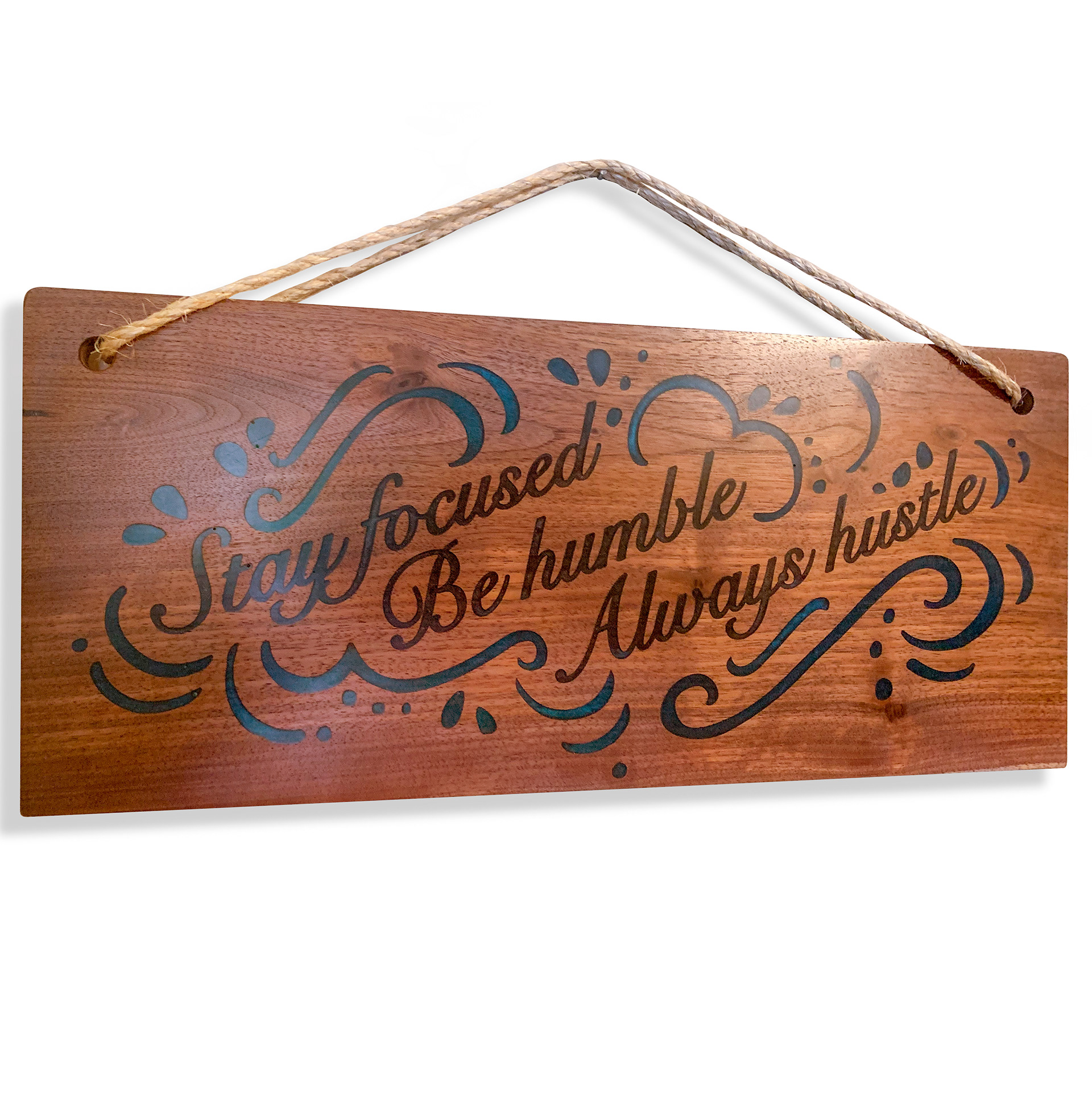 Custom Laser Engraved Hanging Signs with Resin Inlay