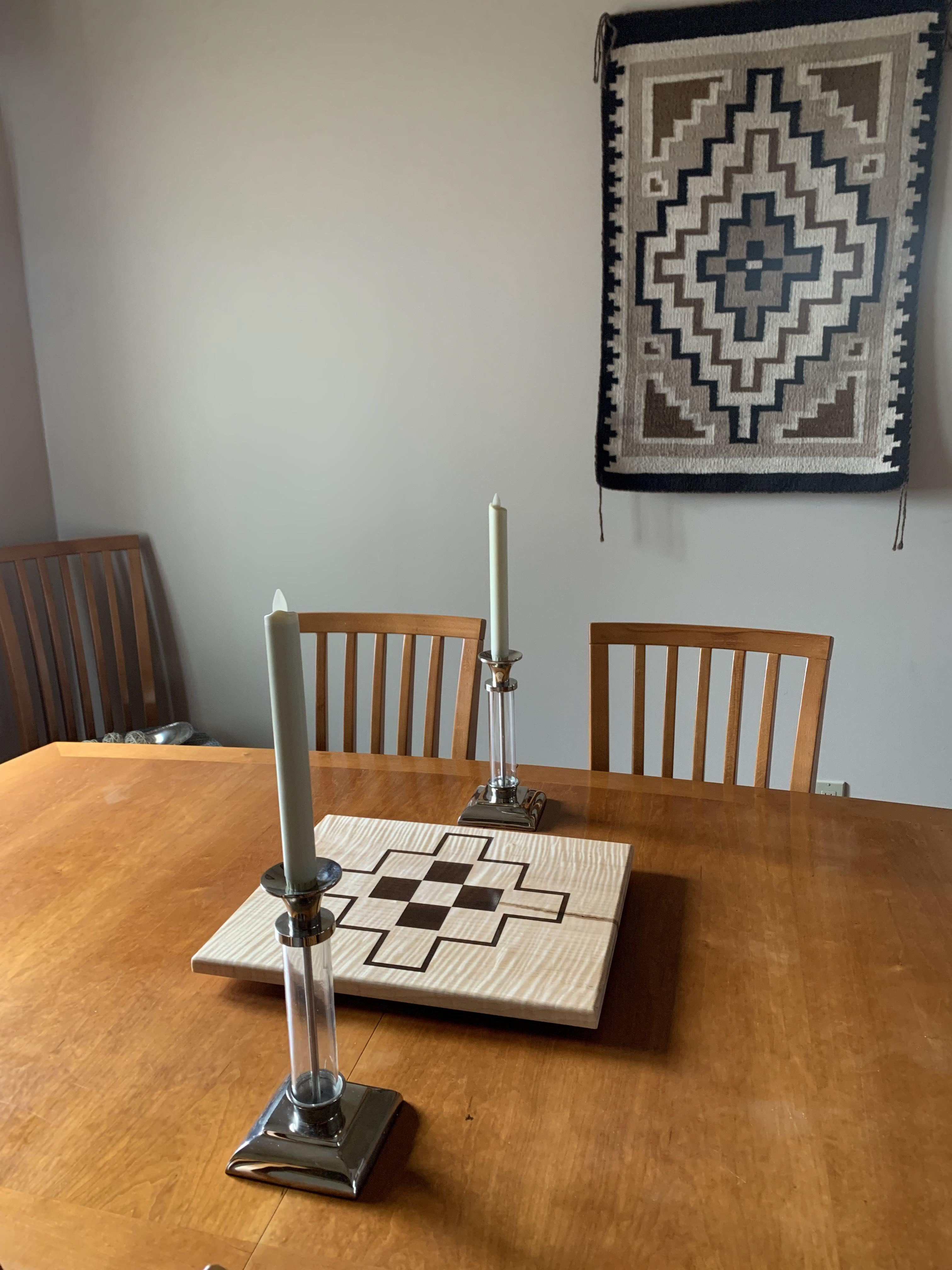Rectangle Curly Maple Lazy Susan with Inlay Resin Design