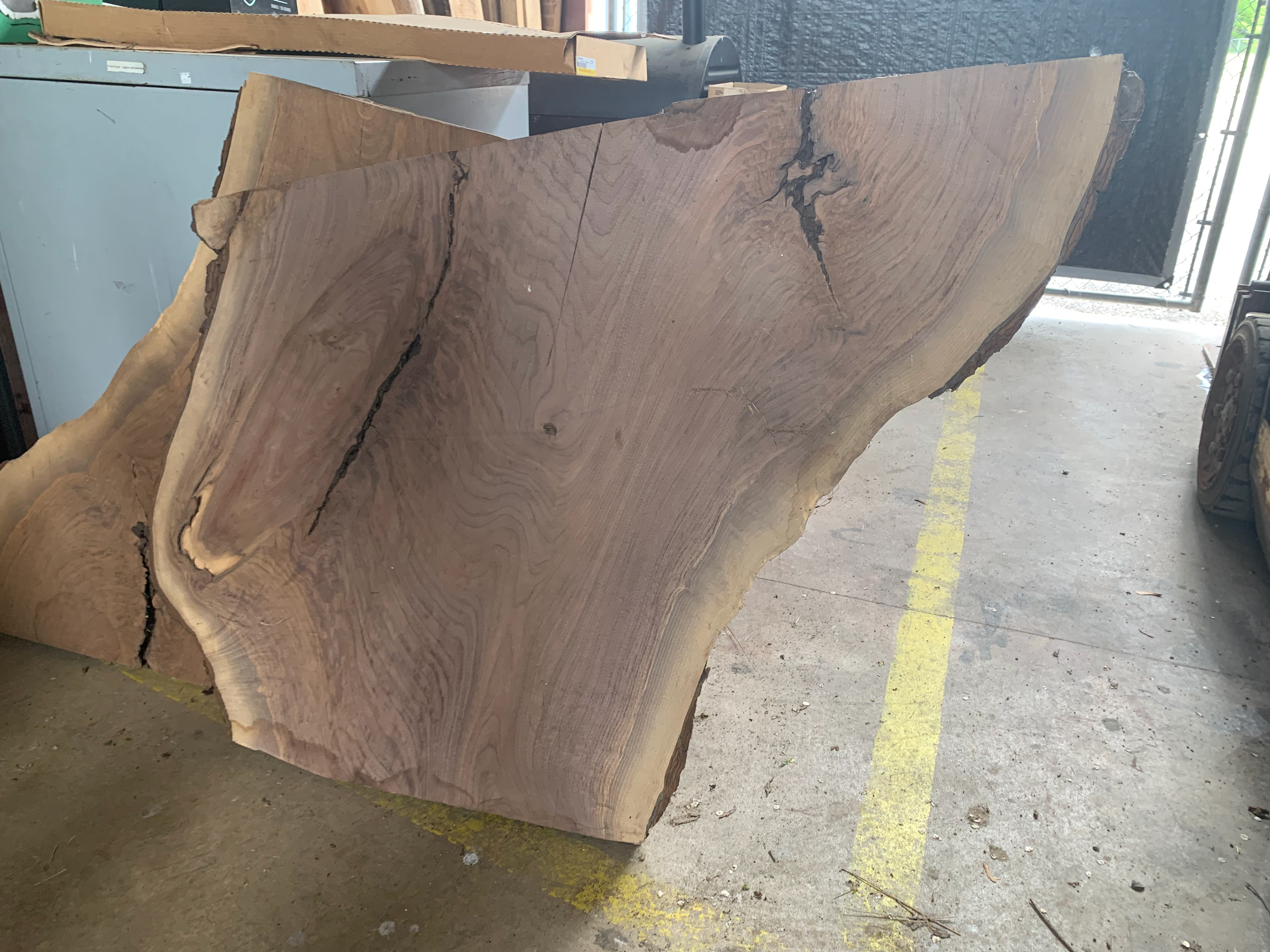 Black Walnut Slab and Purple Resin River Coffee Table with Black Metal Hairpin Legs, this is now it starts